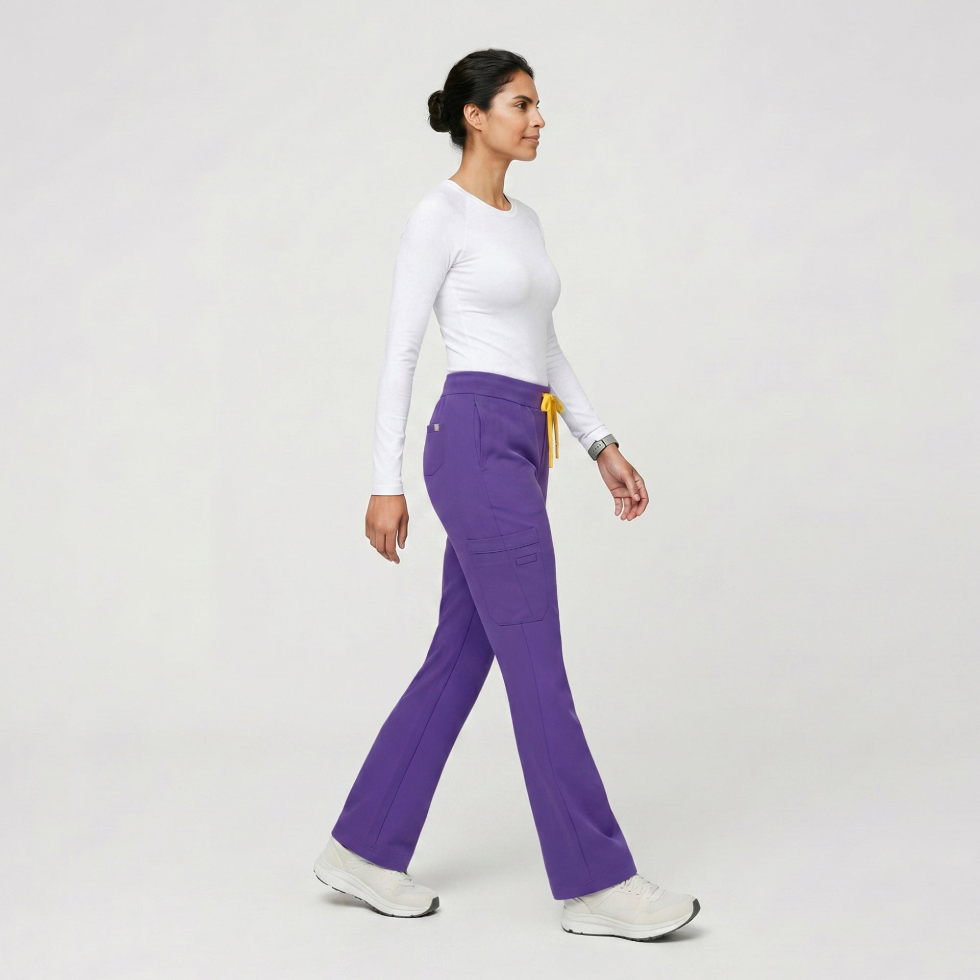 Image of Zenir | Women's Soft Stretch High Waisted Flare Scrub Pants - Eggplant