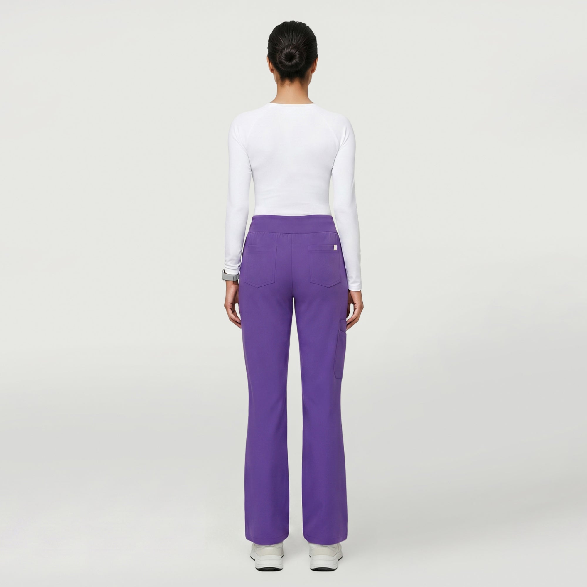 Image of Zenir | Women's Soft Stretch High Waisted Flare Scrub Pants - Eggplant