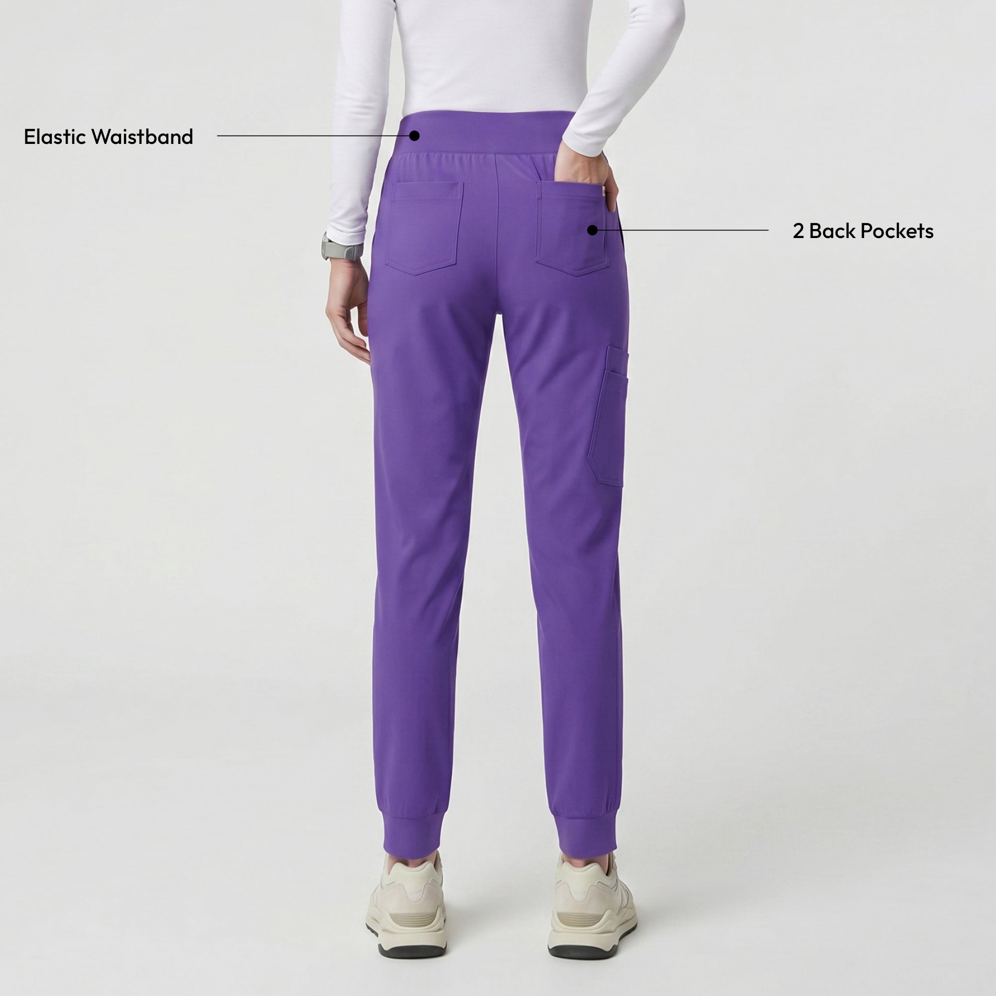 Image of Zenir | Women's Soft Stretch High Waisted Jogger Scrub Pants - Eggplant