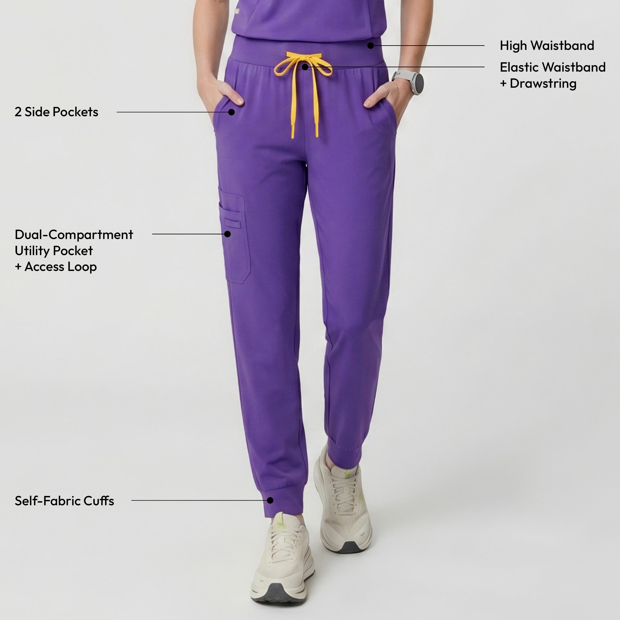 Image of Zenir | Women's Soft Stretch High Waisted Jogger Scrub Pants - Eggplant