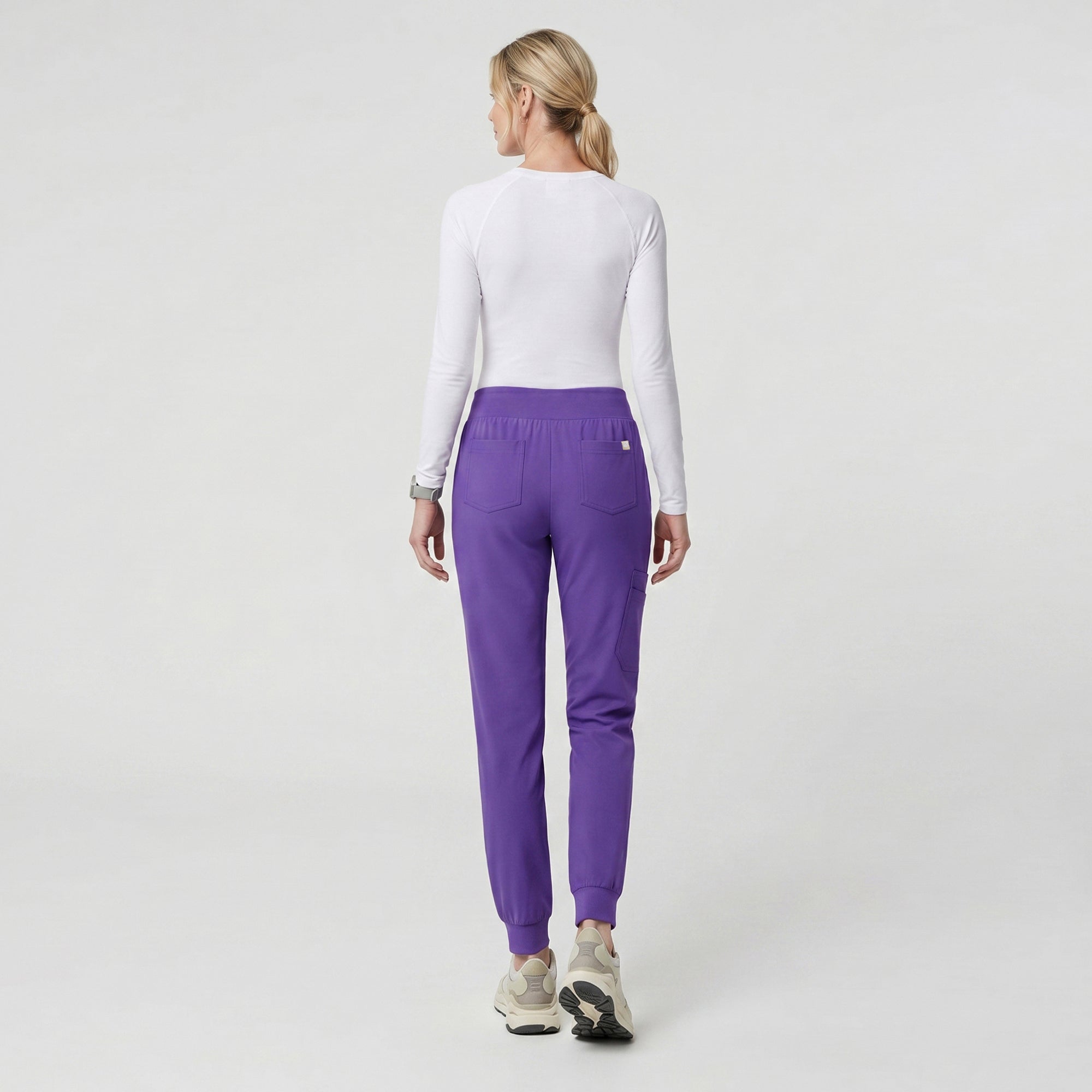 Image of Zenir | Women's Soft Stretch High Waisted Jogger Scrub Pants - Eggplant
