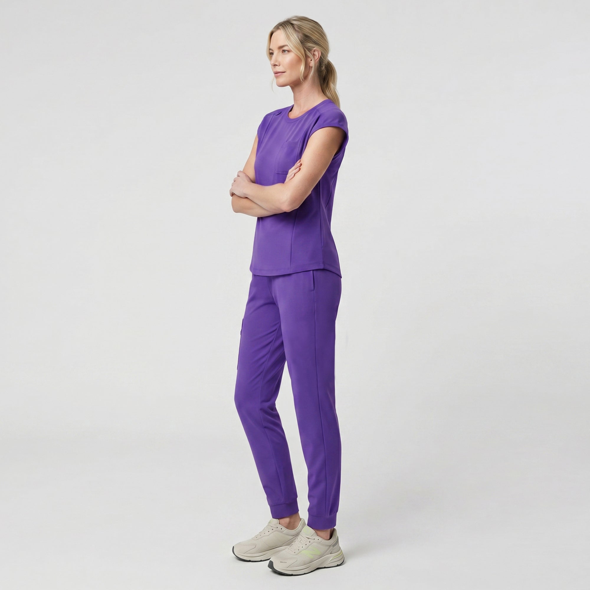 Image of Zenir | Women's Soft Stretch High Waisted Jogger Scrub Pants - Eggplant