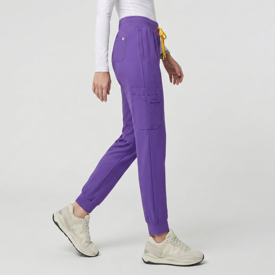 Zenir | Women's Soft Stretch High Waisted Jogger Scrub Pants - Eggplant