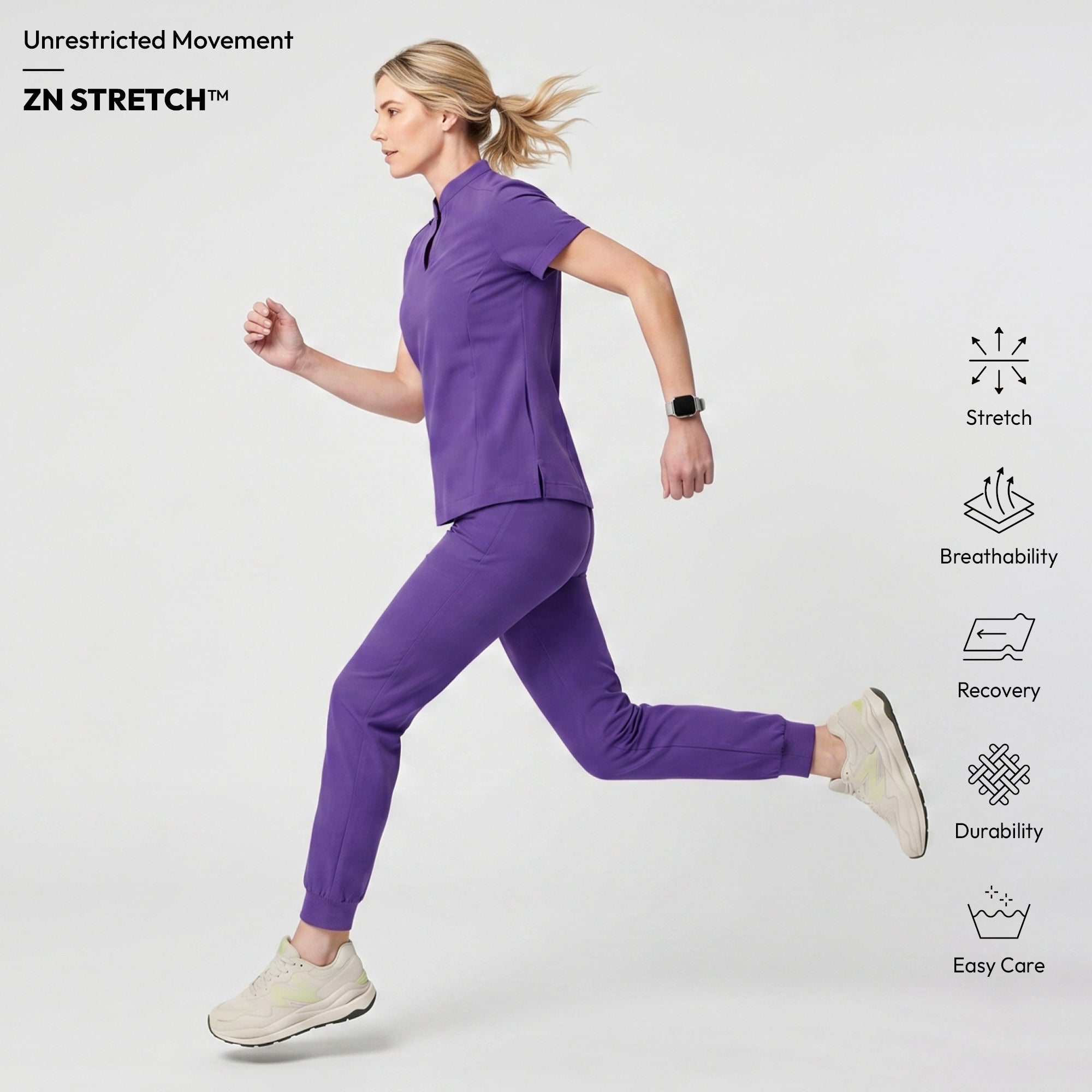 Image of Zenir | Women's Soft Stretch Notched Scrub Top - Eggplant