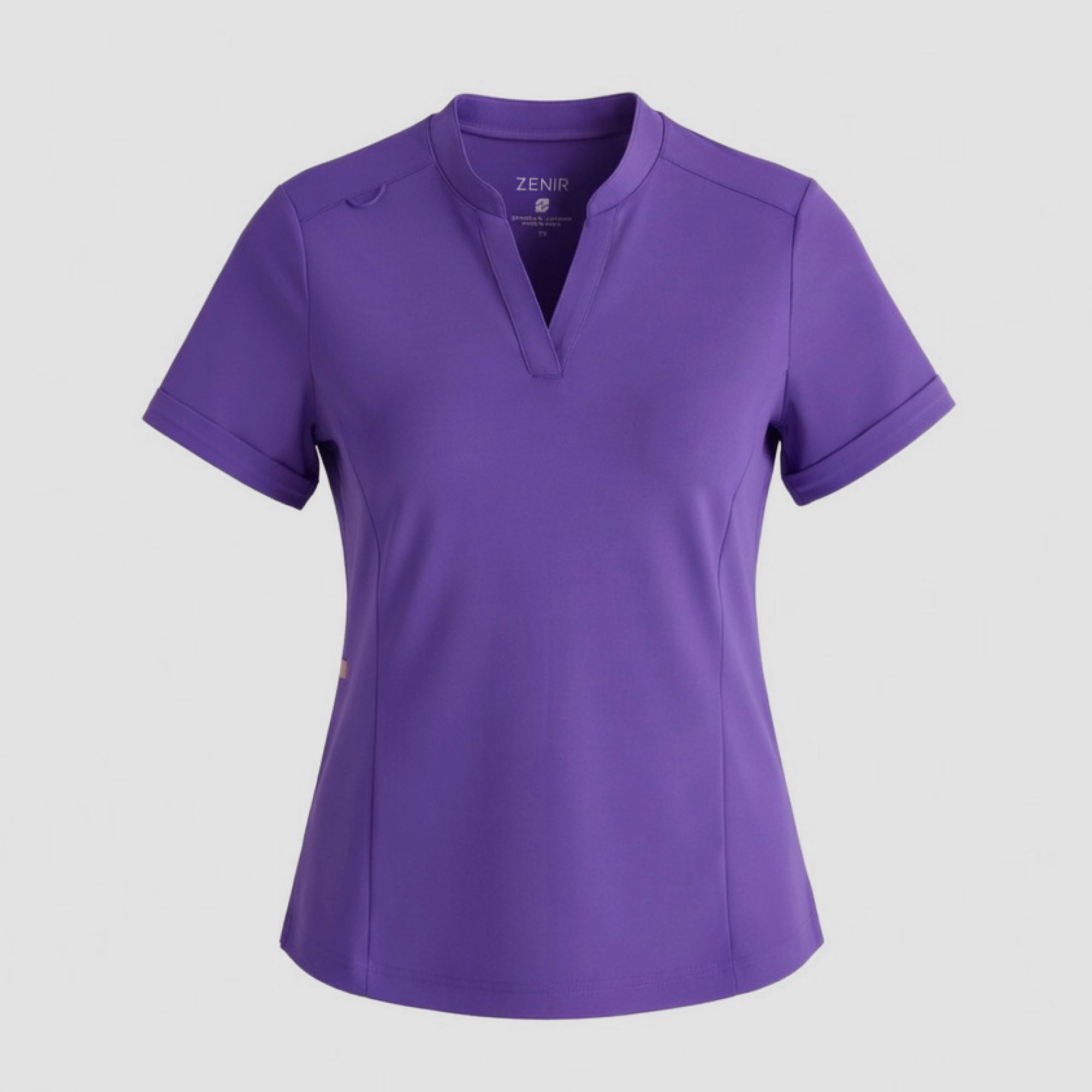 Image of Zenir | Women's Soft Stretch Notched Scrub Top - Eggplant