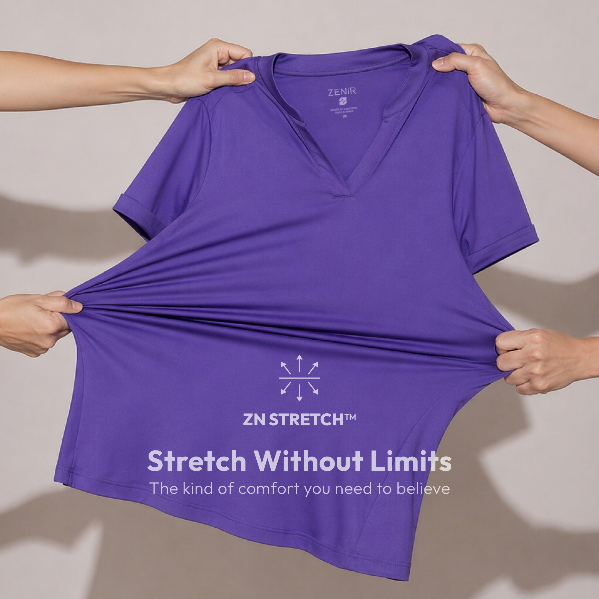 Image of Zenir | Women's Soft Stretch Notched Scrub Top - Eggplant