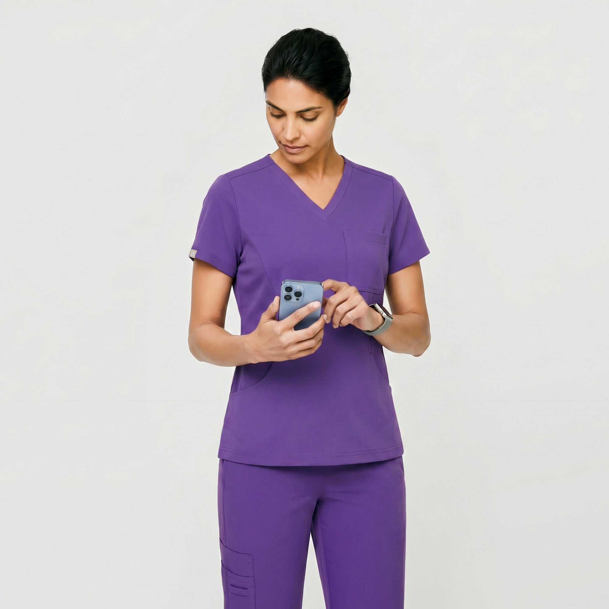 Image of Zenir | Women's Soft Stretch Scrub Top - Eggplant