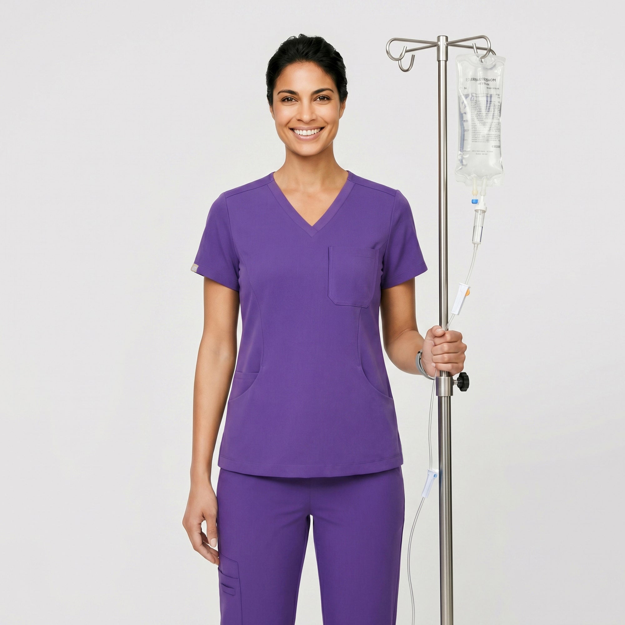 Image of Zenir | Women's Soft Stretch Scrub Top - Eggplant