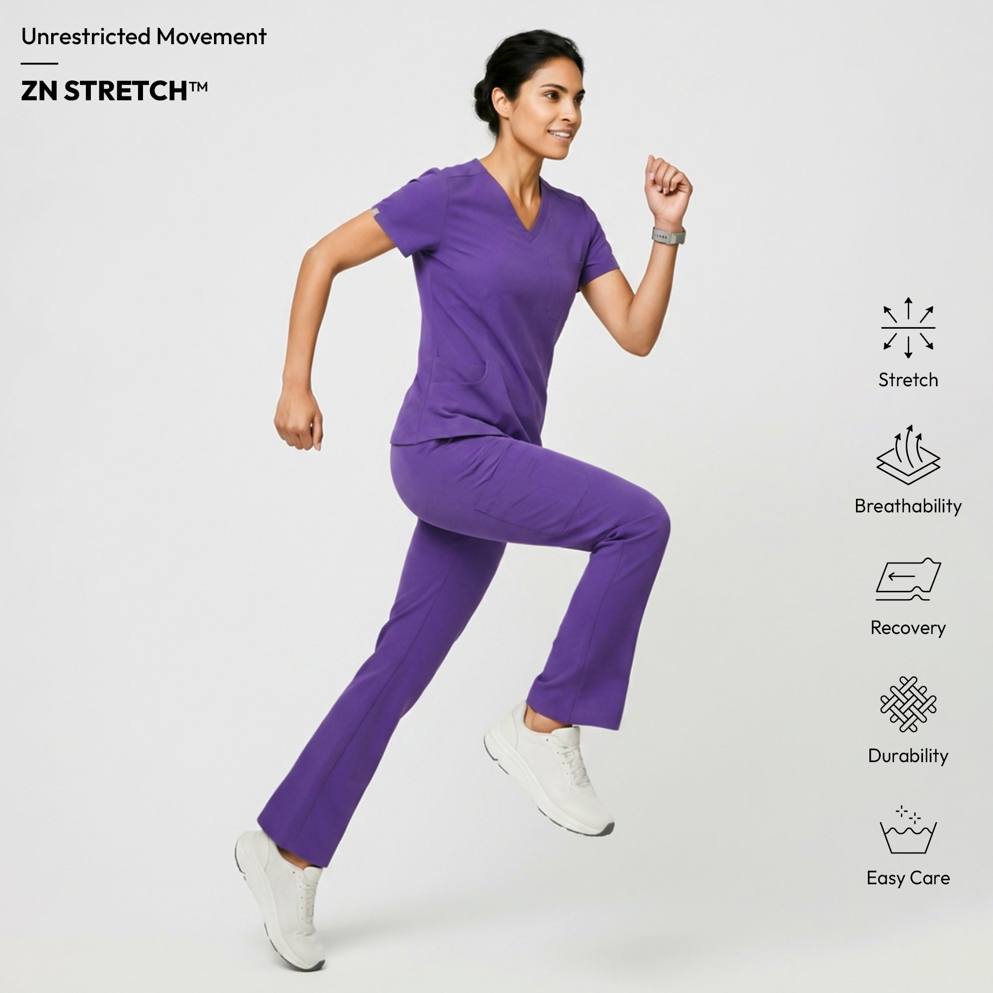 Image of Zenir | Women's Soft Stretch Scrub Top - Eggplant