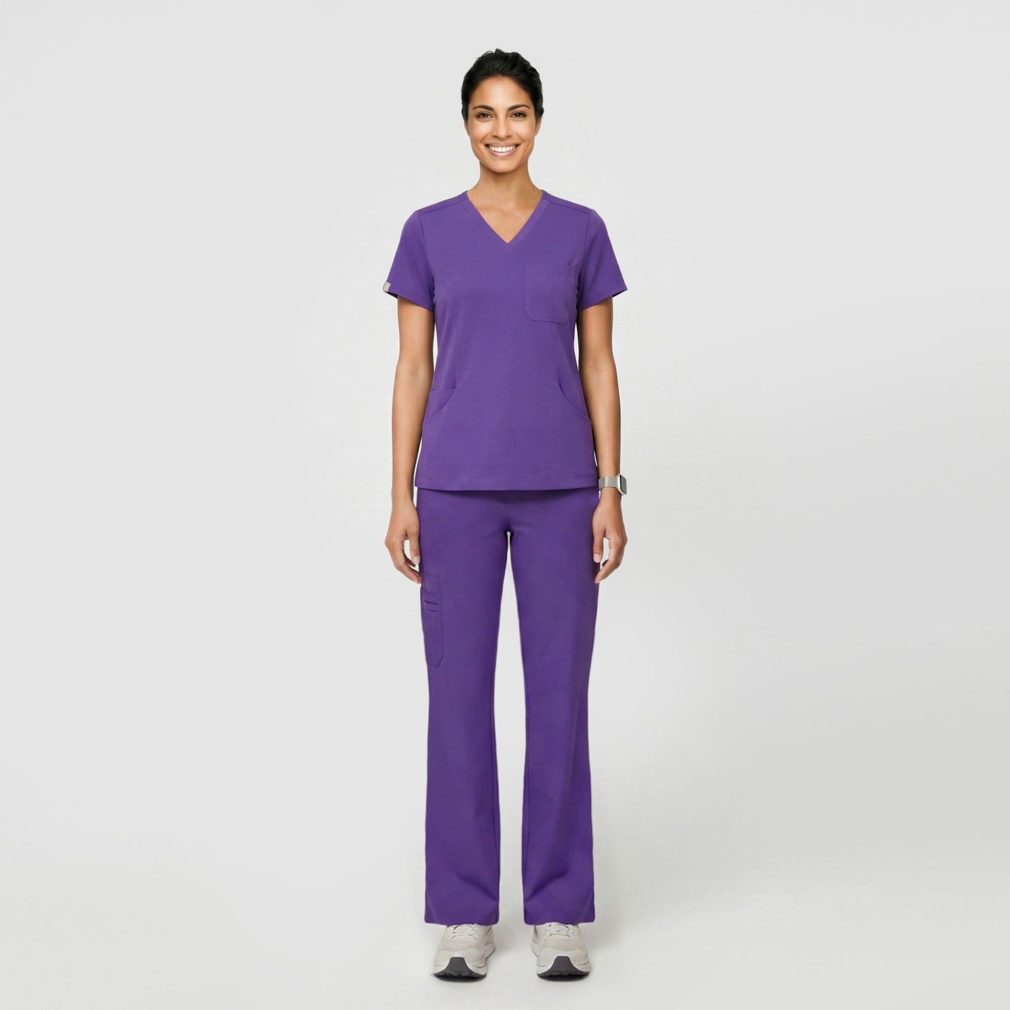 Image of Zenir | Women's Soft Stretch Scrub Top - Eggplant