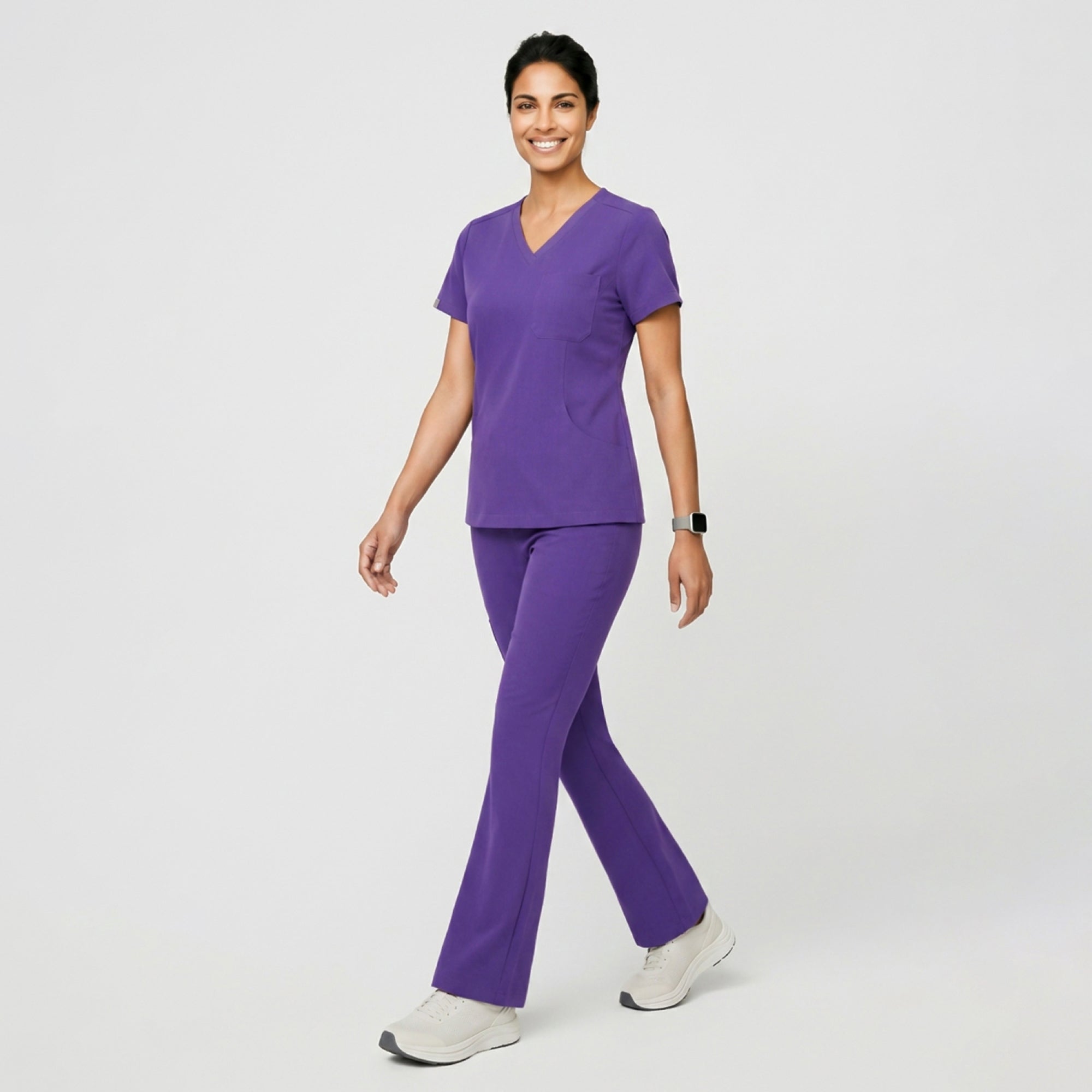Image of Zenir | Women's Soft Stretch Scrub Top - Eggplant