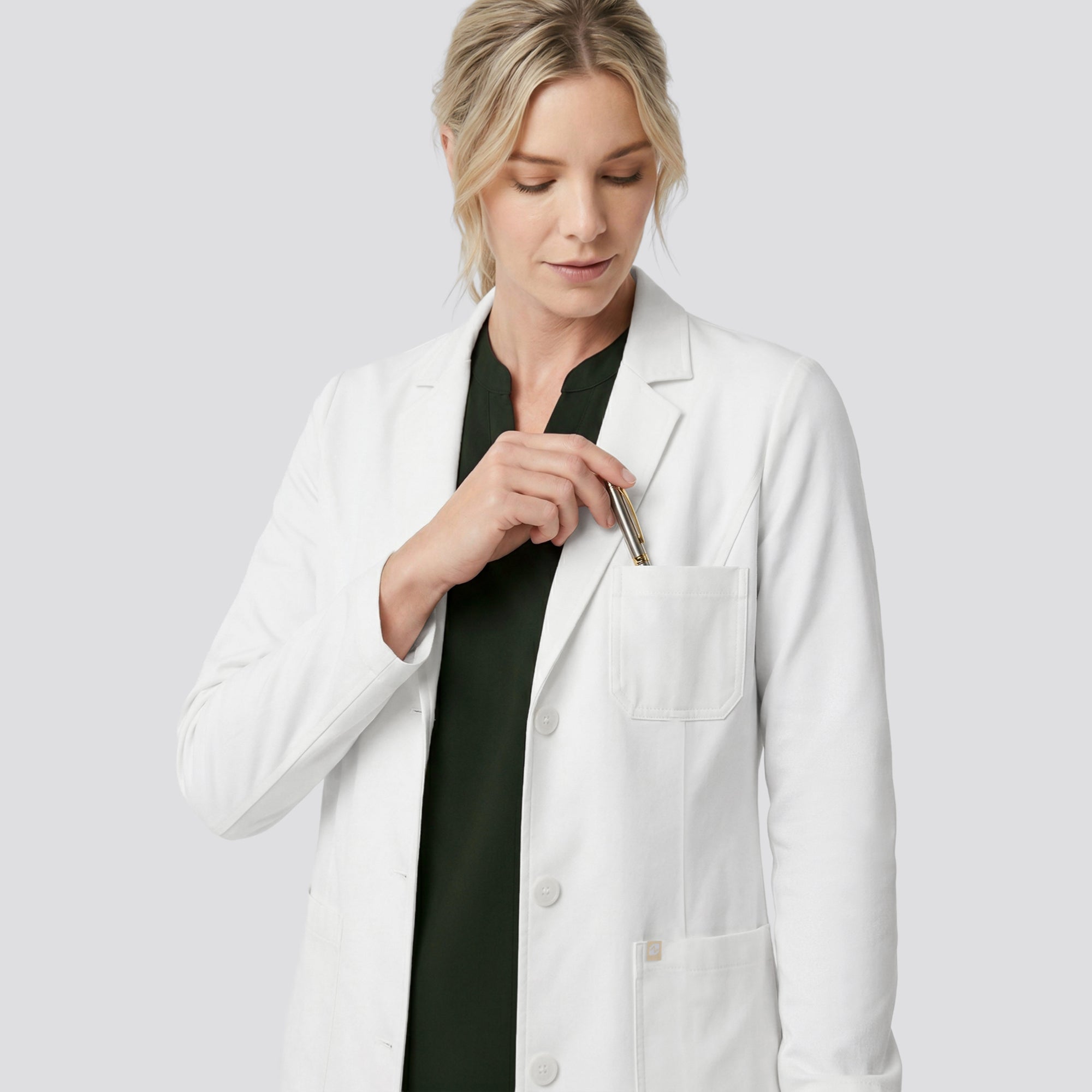 Image of Zenir | Structured Nuevo Long Lab Coat LCW-203 - Ivory White