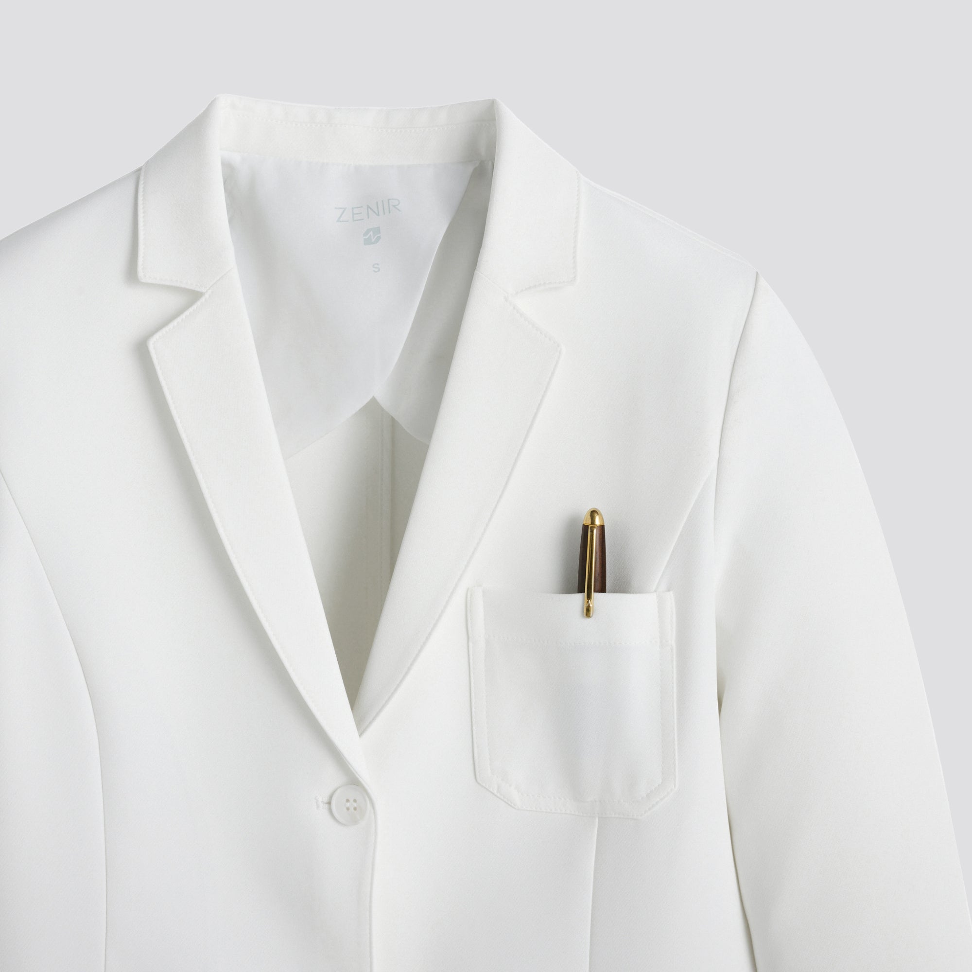Image of Zenir | Structured Nuevo Long Lab Coat LCW-203 - Ivory White
