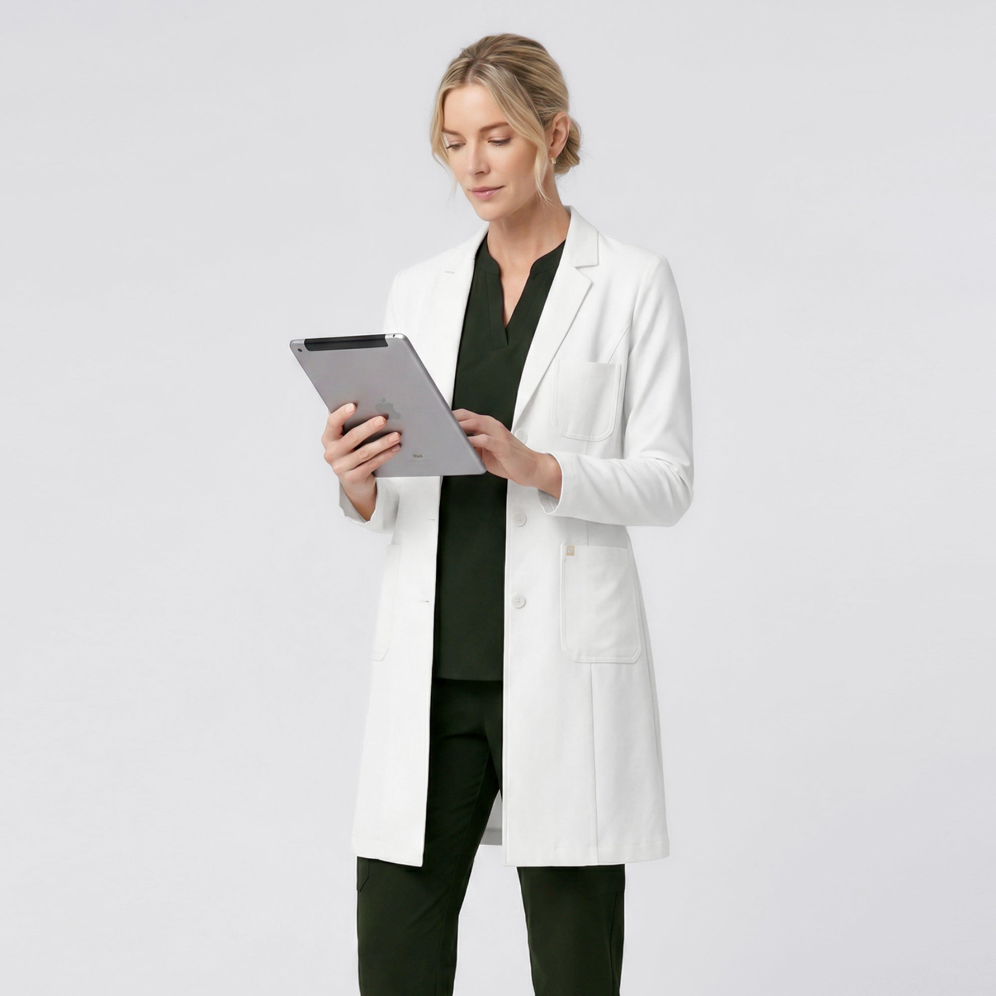 Image of Zenir | Structured Nuevo Long Lab Coat LCW-203 - Ivory White