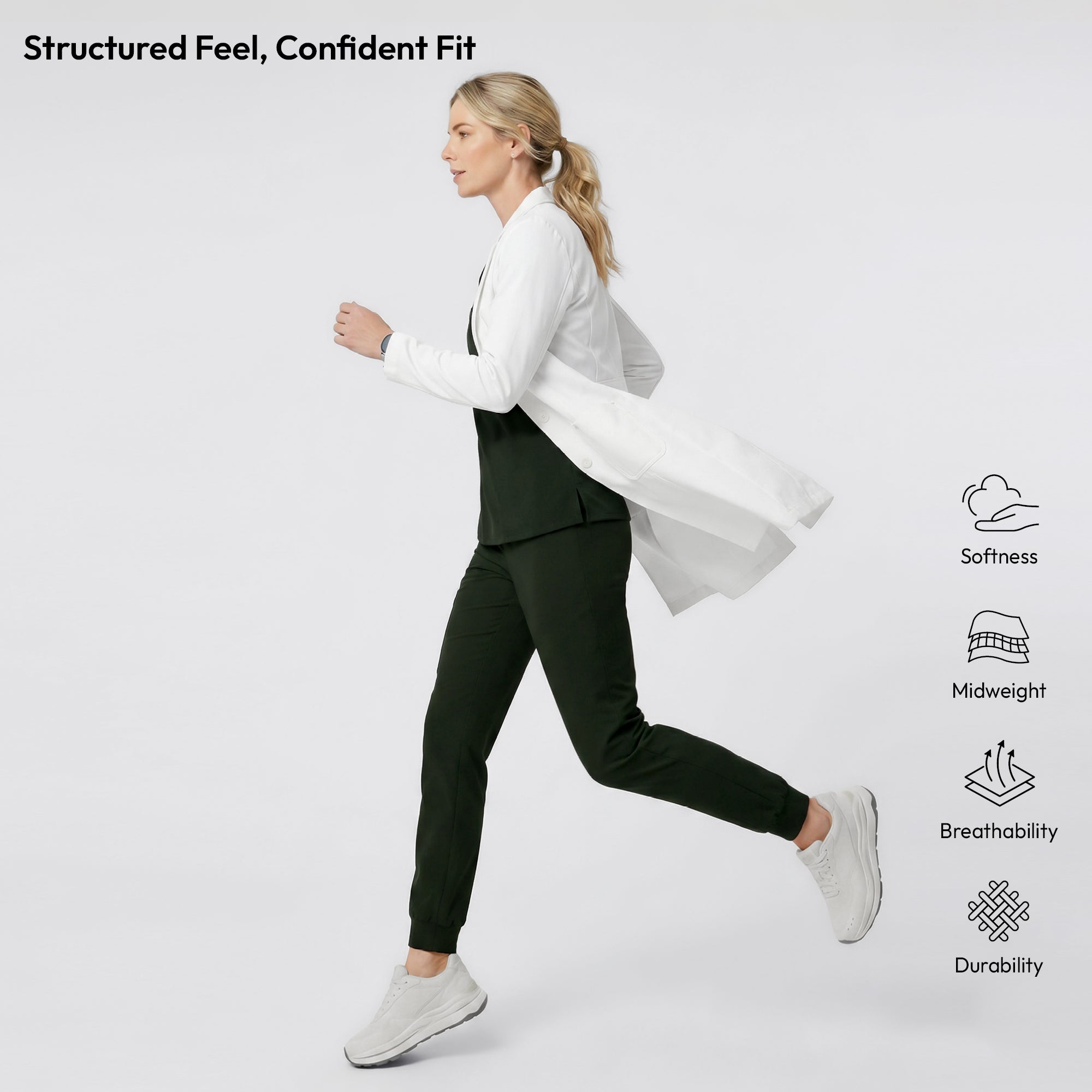Image of Zenir | Structured Nuevo Long Lab Coat LCW-203 - Ivory White