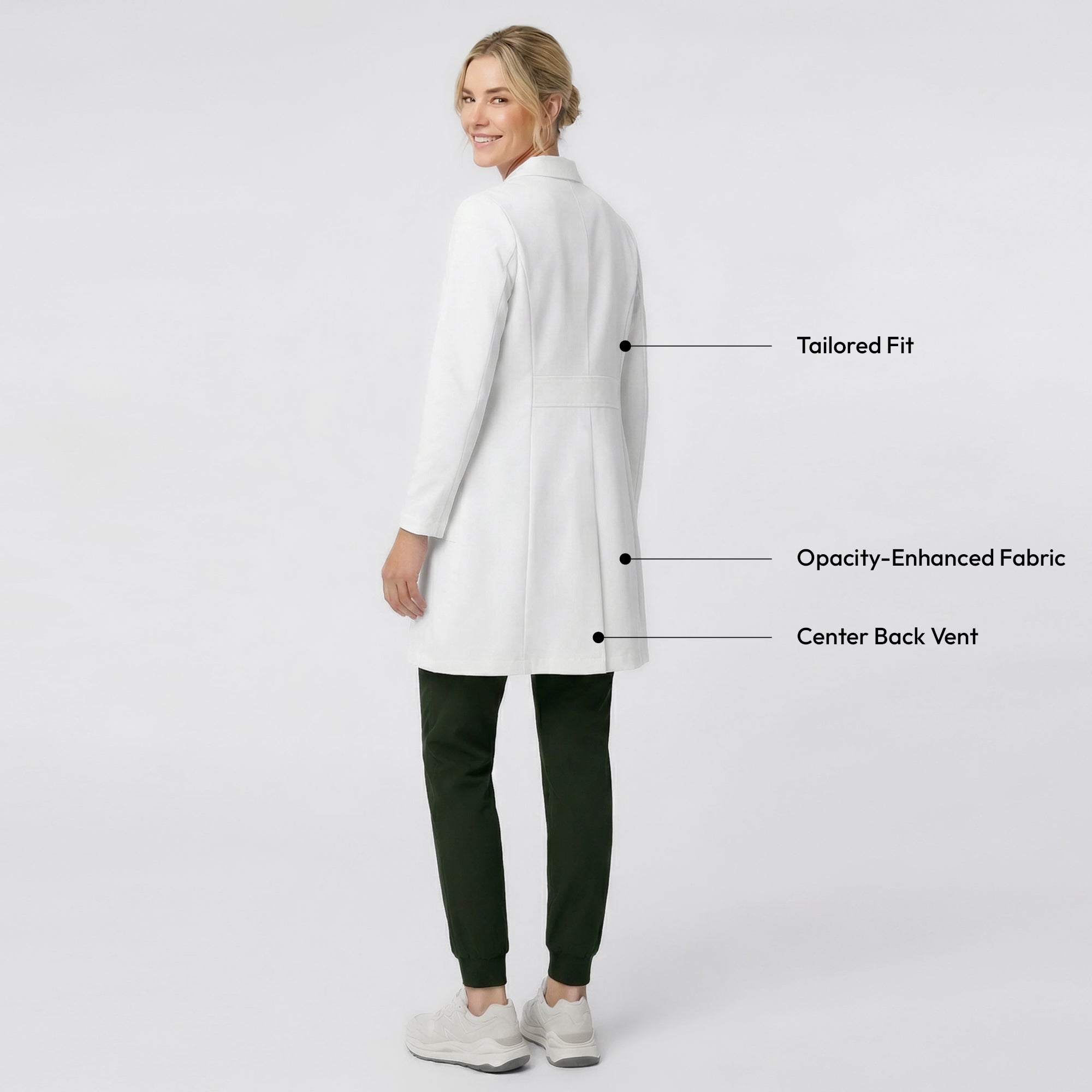 Image of Zenir | Structured Nuevo Long Lab Coat LCW-203 - Ivory White