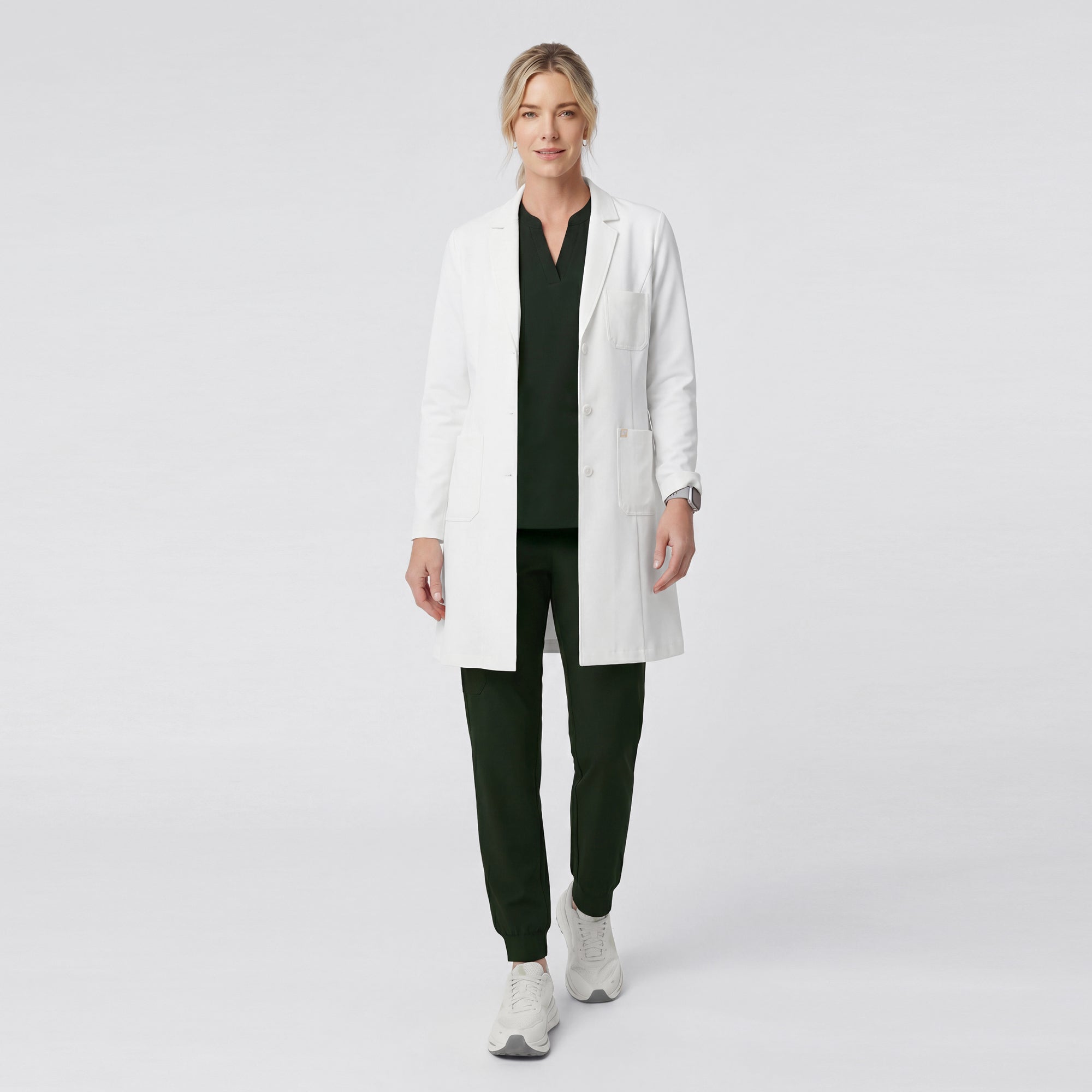 Image of Zenir | Structured Nuevo Long Lab Coat LCW-203 - Ivory White