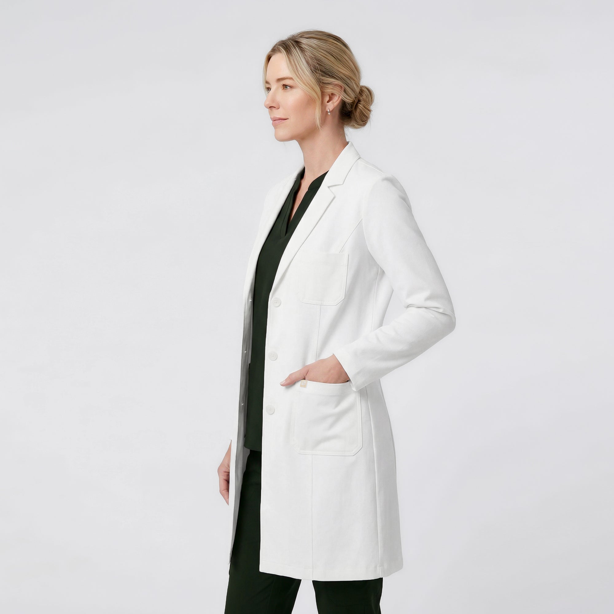 Image of Zenir | Structured Nuevo Long Lab Coat LCW-203 - Ivory White