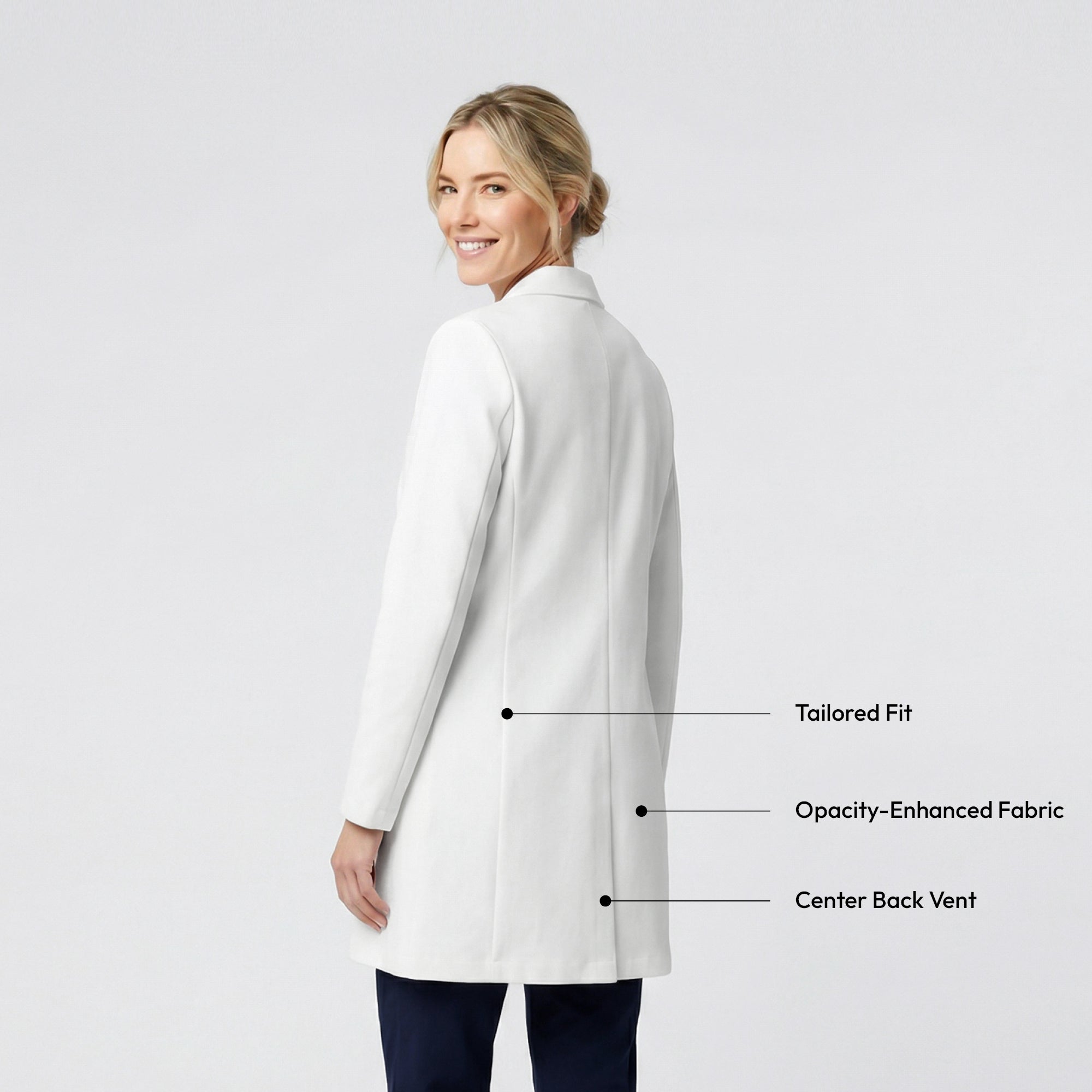 Image of Zenir | Structured Nuevo Long Lab Coat LCW-204 - Ivory White