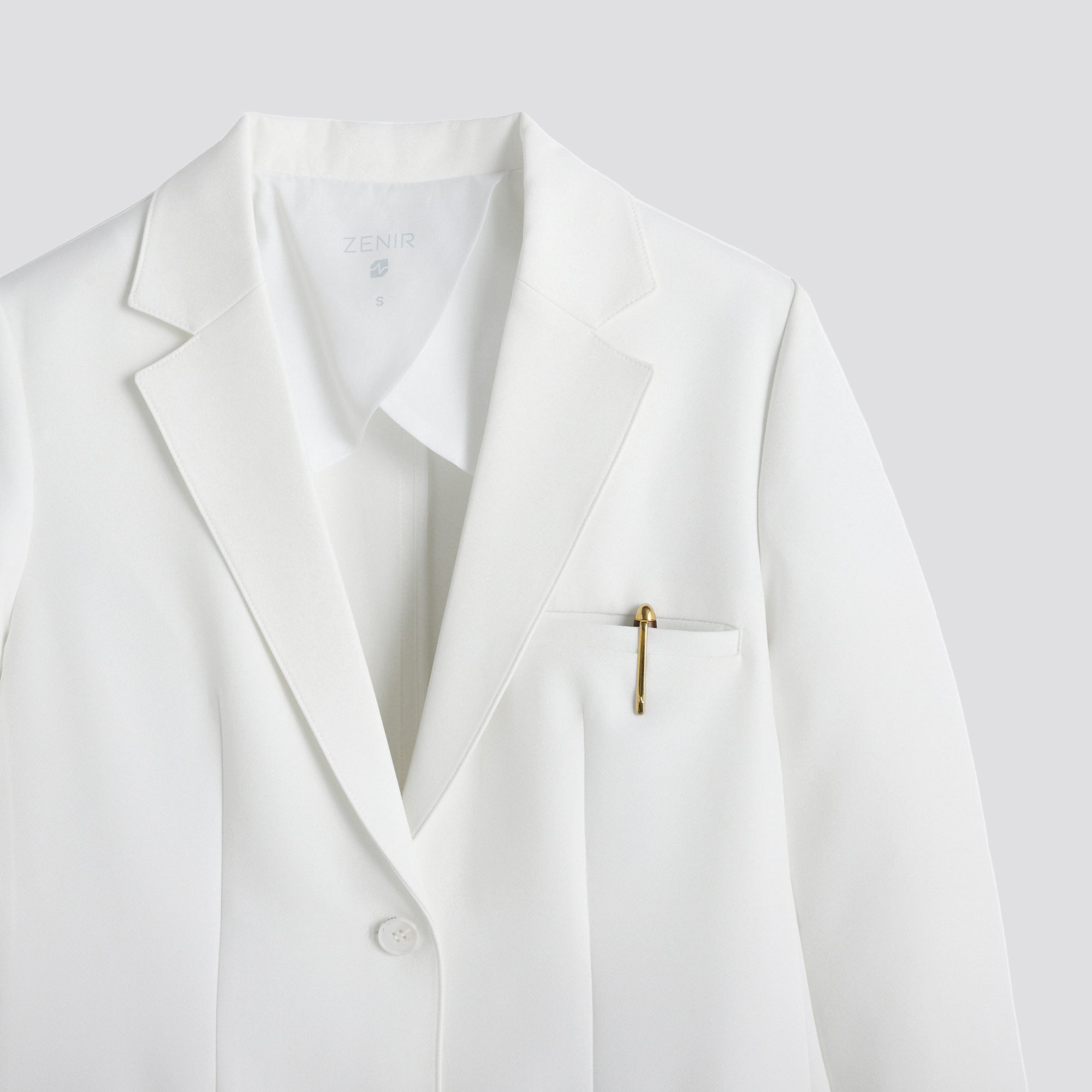 Image of Zenir | Structured Nuevo Long Lab Coat LCW-204 - Ivory White