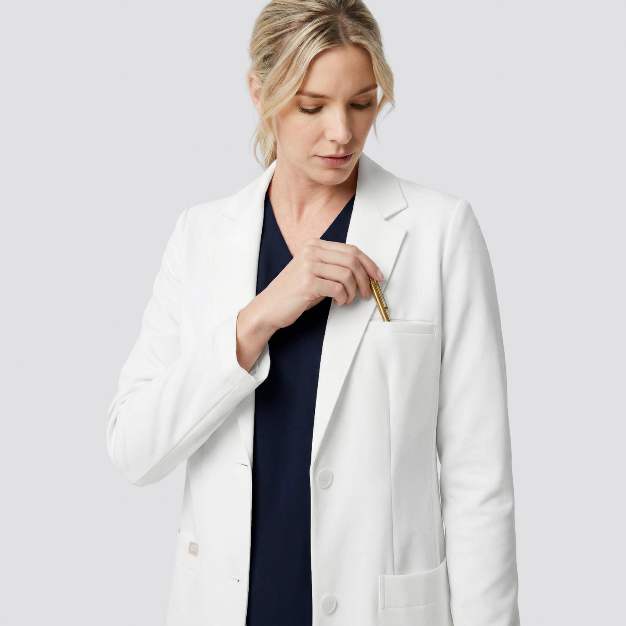 Image of Zenir | Structured Nuevo Long Lab Coat LCW-204 - Ivory White