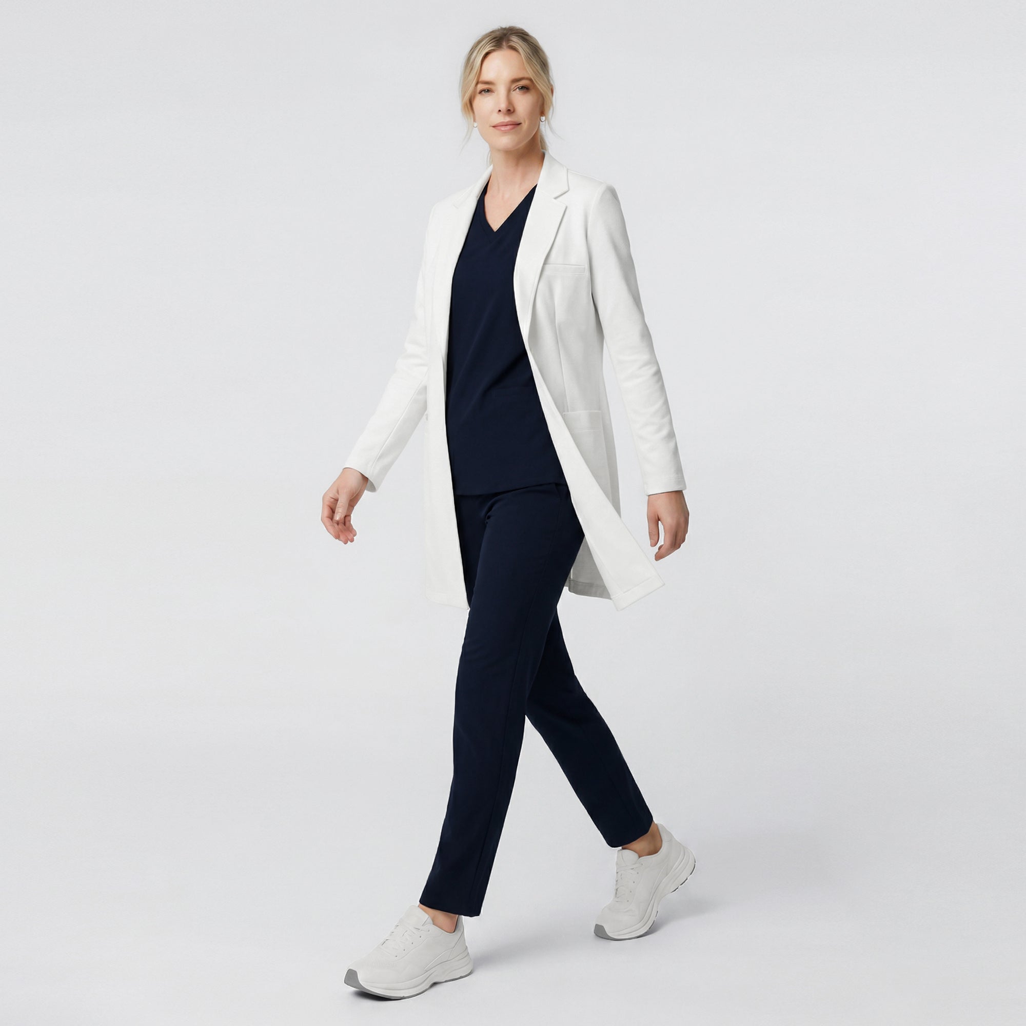 Image of Zenir | Structured Nuevo Long Lab Coat LCW-204 - Ivory White
