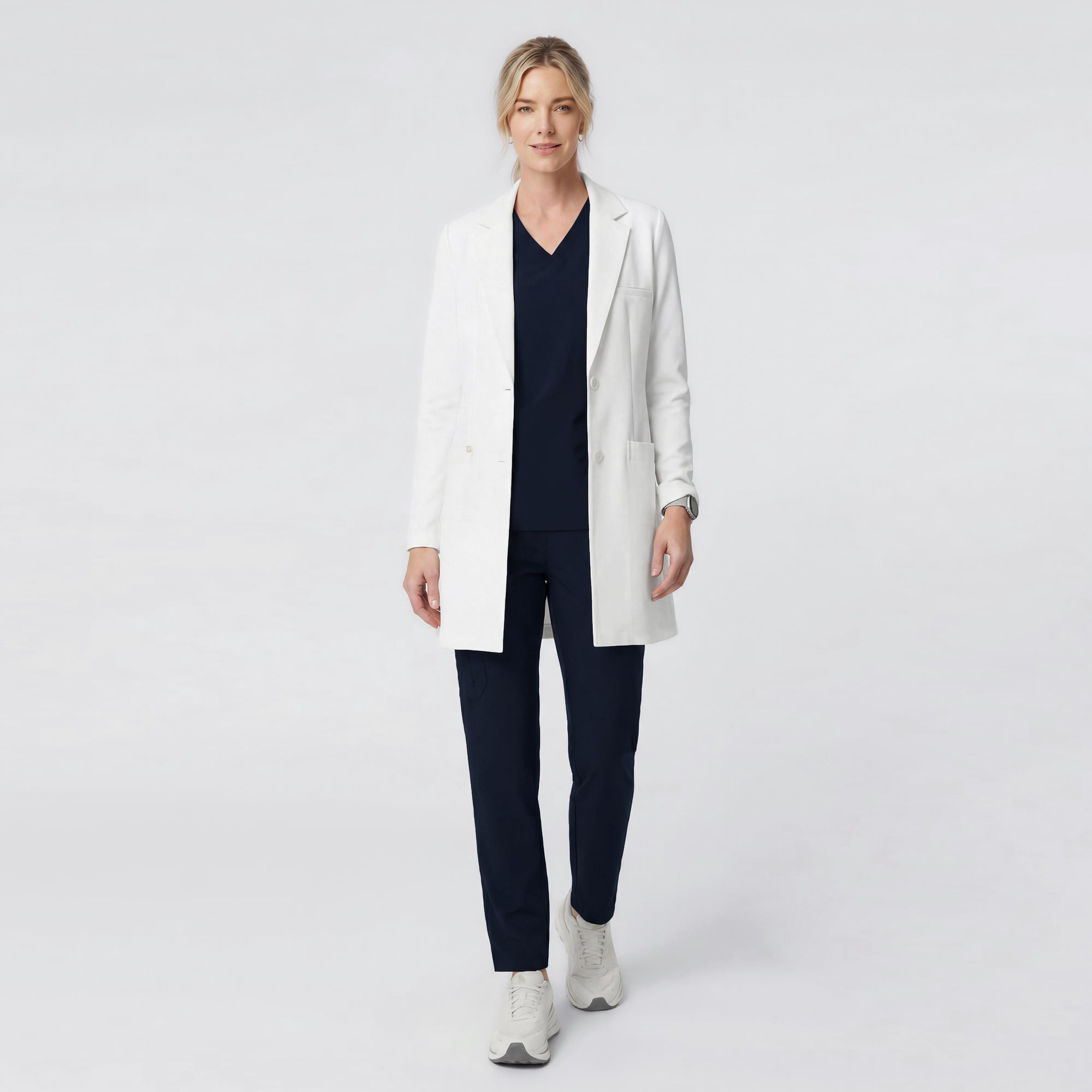 Image of Zenir | Structured Nuevo Long Lab Coat LCW-204 - Ivory White