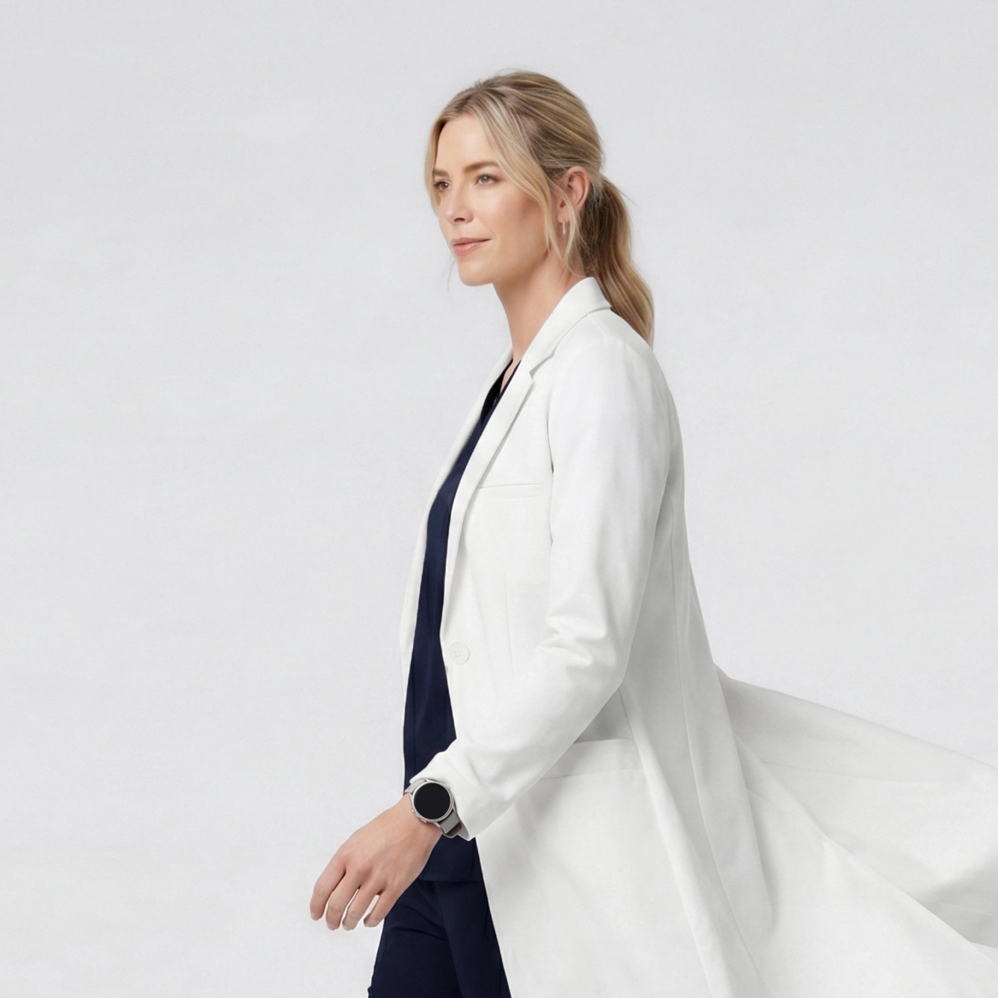 Image of Zenir | Structured Nuevo Long Lab Coat LCW-204 - Ivory White