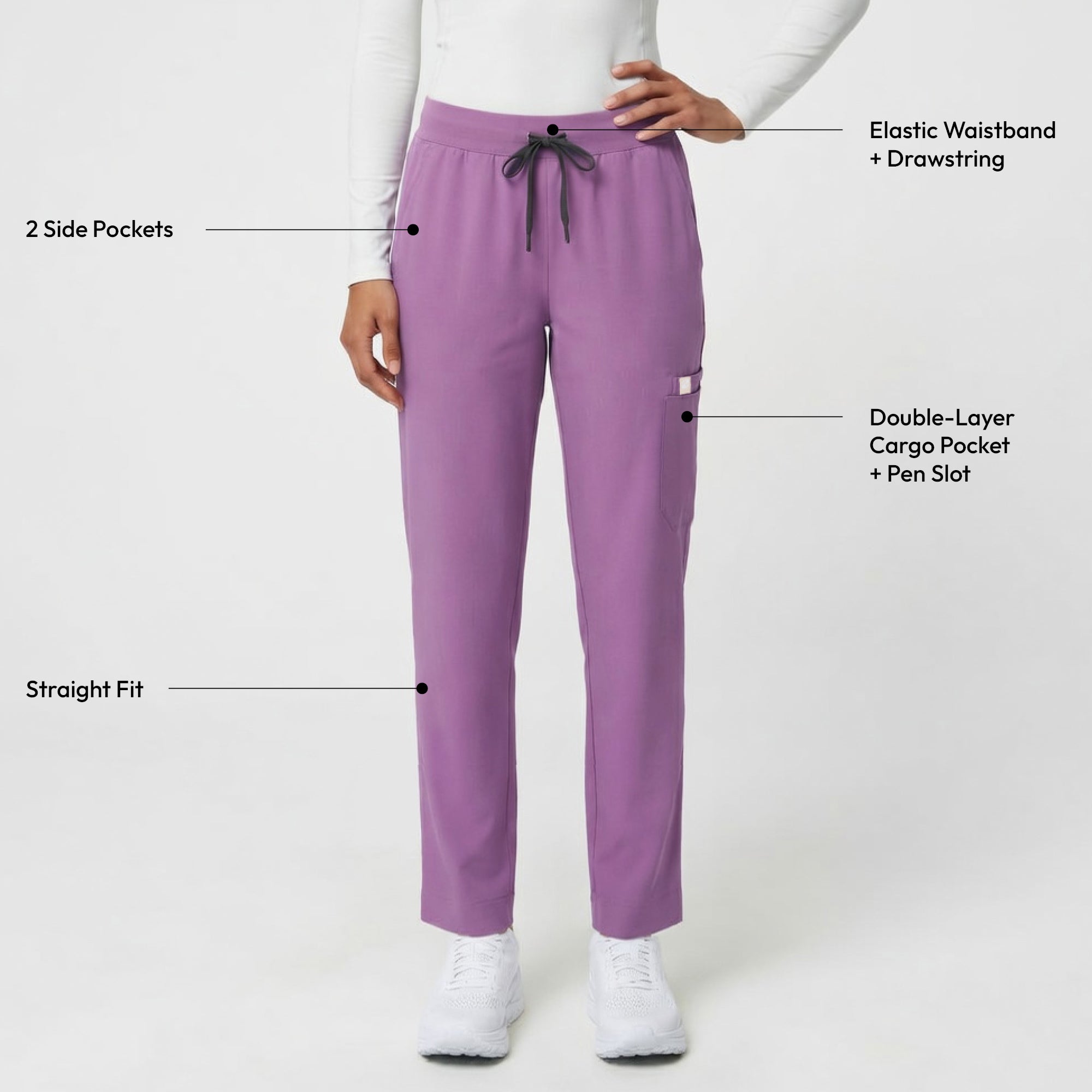 Image of Zenir | Women's Signature Straight Scrub Pants - Mauve Pink