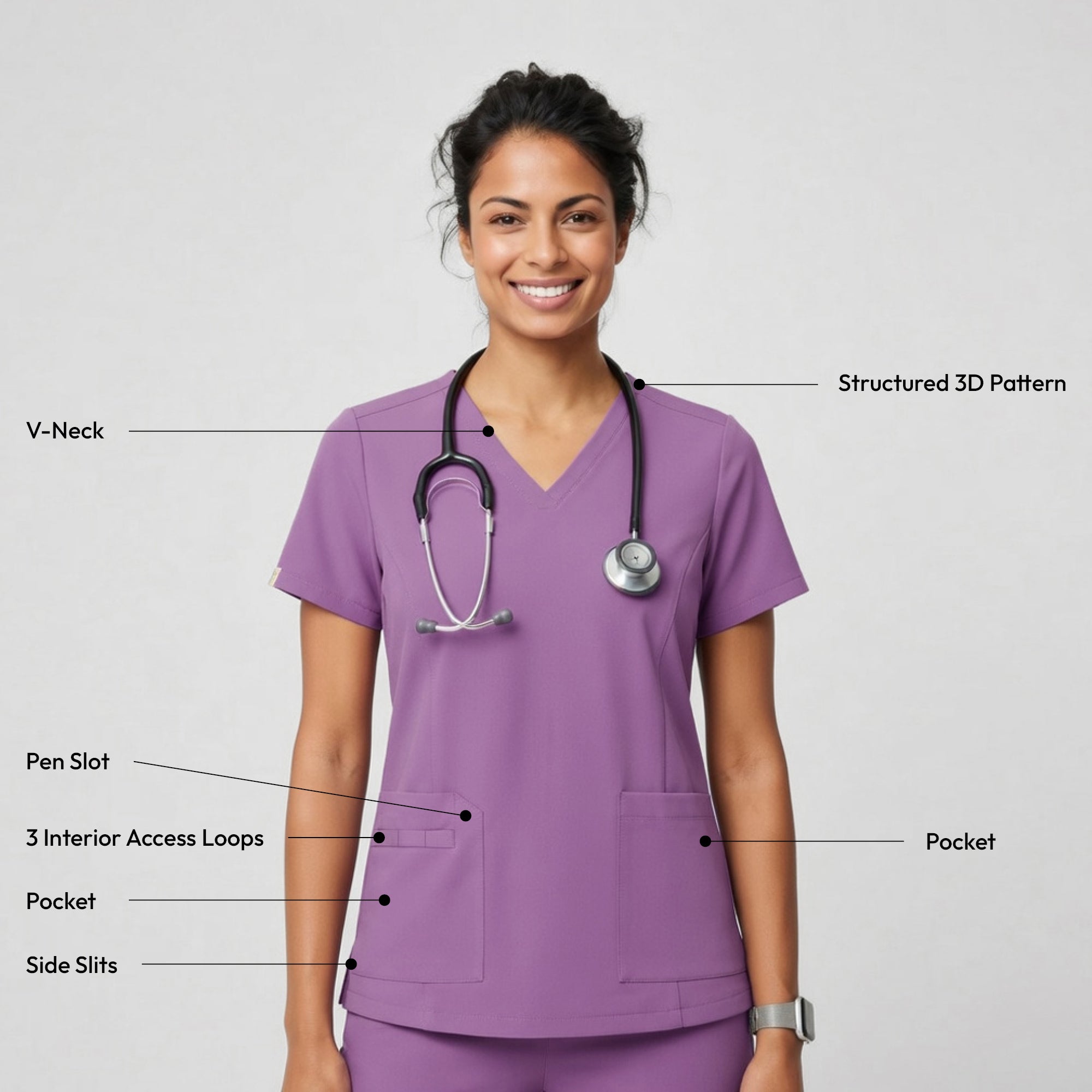 Image of Zenir | Women's VersaPocket Scrub Top - Mauve Pink