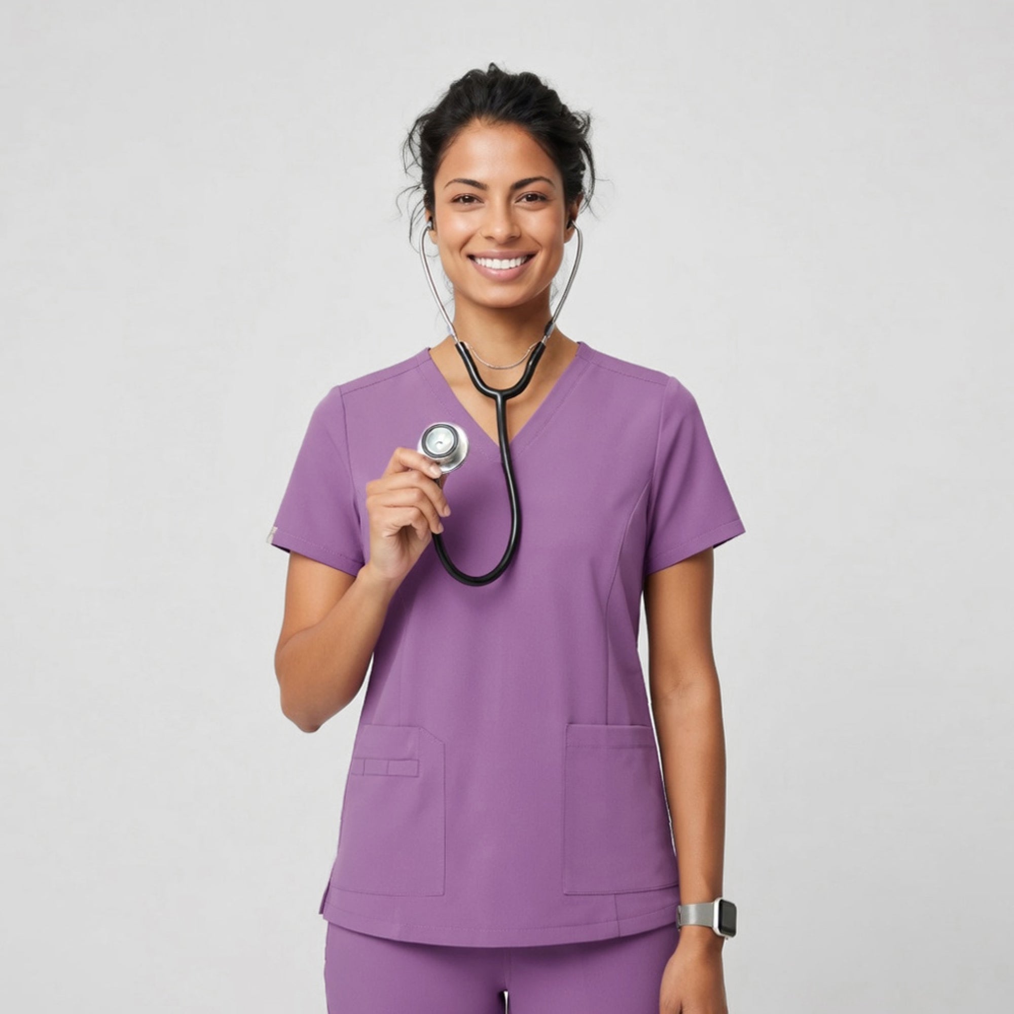 Image of Zenir | Women's VersaPocket Scrub Top - Mauve Pink