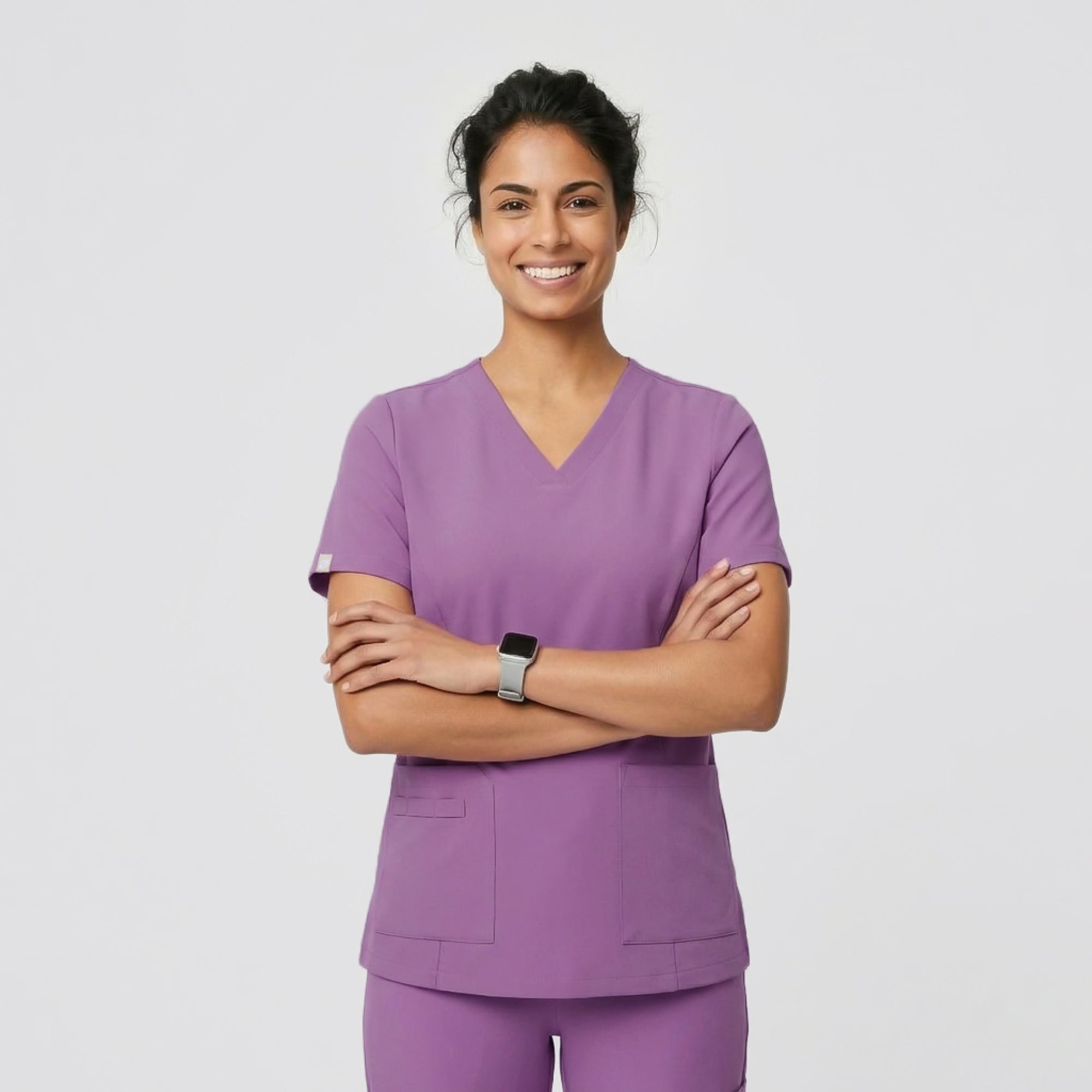 Image of Zenir | Women's VersaPocket Scrub Top - Mauve Pink