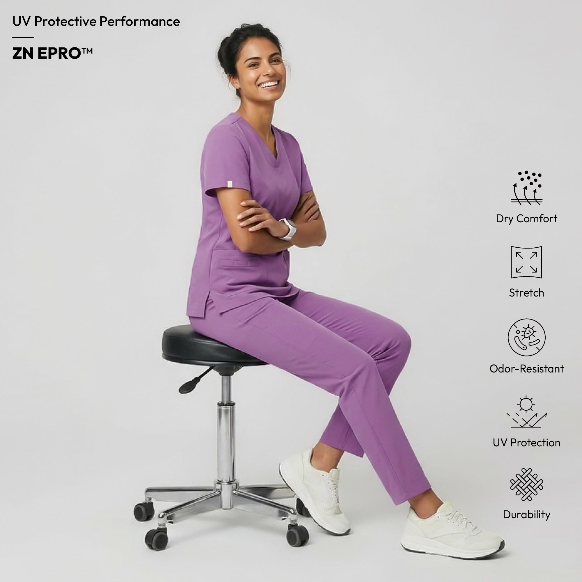 Image of Zenir | Women's VersaPocket Scrub Top - Mauve Pink
