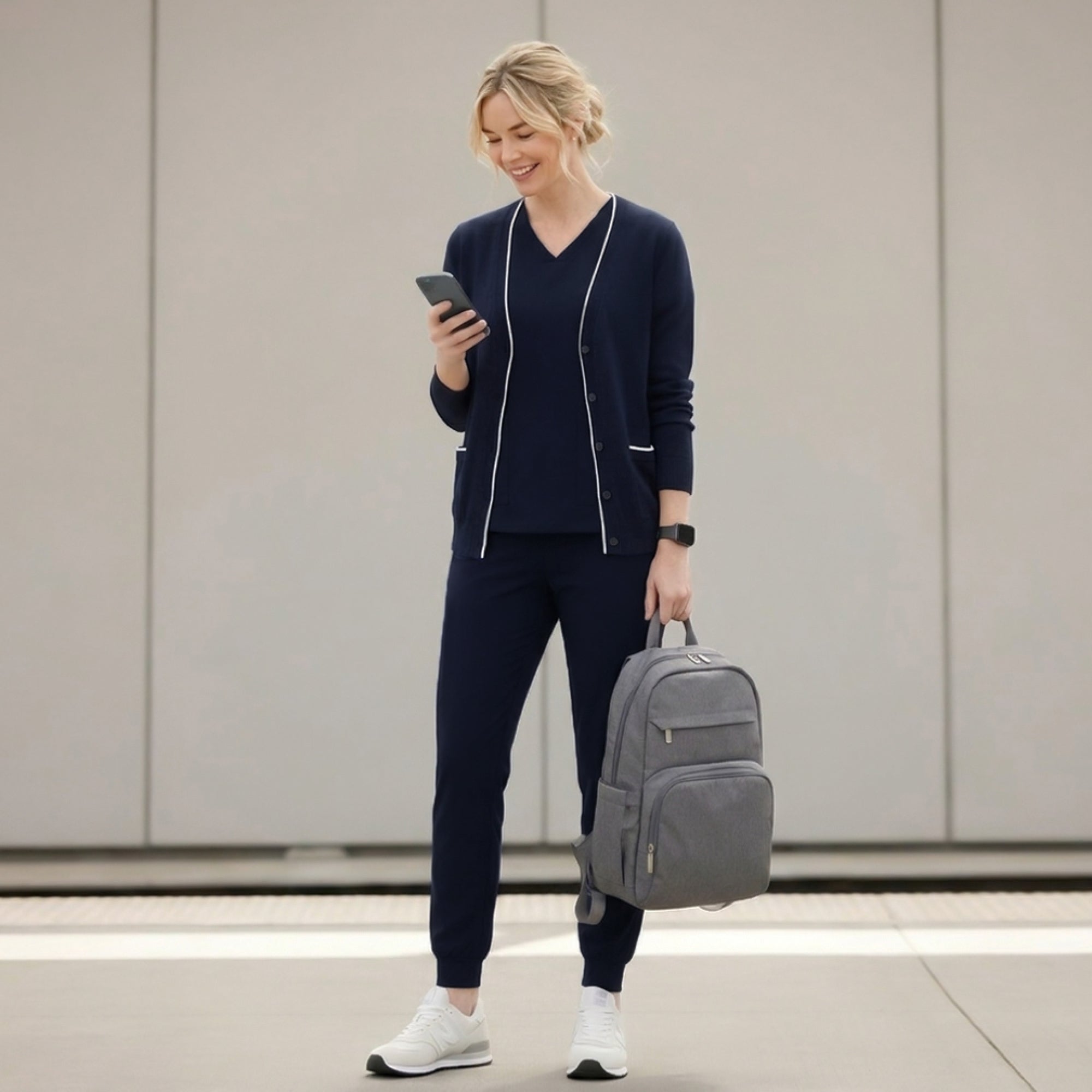 Image of Zenir | Women's Easy-Fit Jogger Scrub Pants - Navy