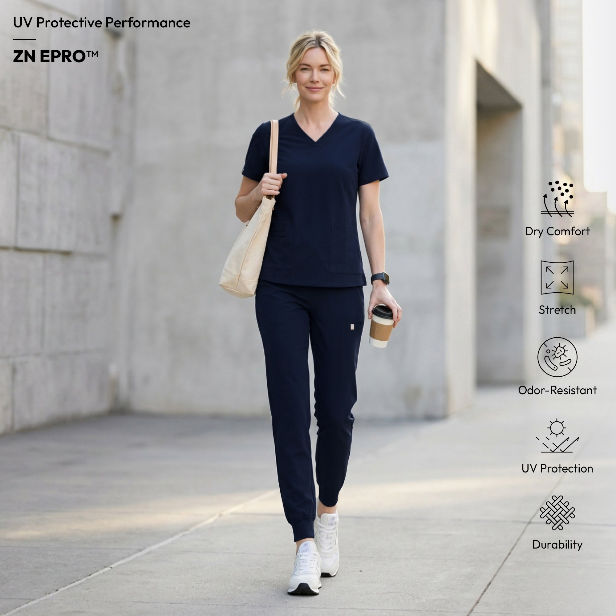 Image of Zenir | Women's Easy-Fit Jogger Scrub Pants - Navy