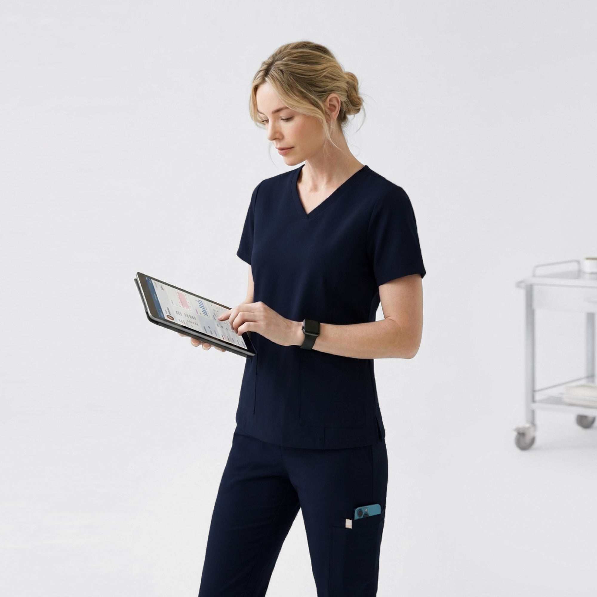 Image of Zenir | Women's Easy-Fit Jogger Scrub Pants - Navy