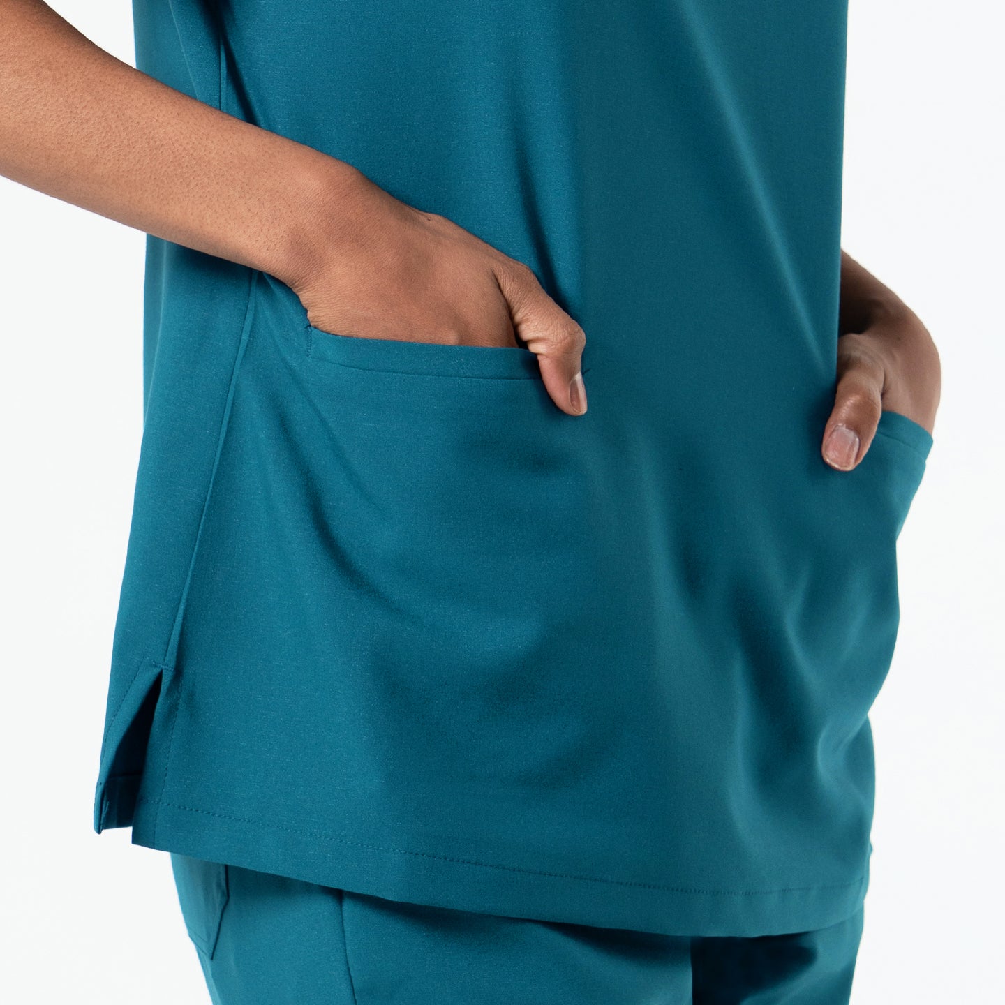 Image of Zenir | Women's Double Pocket Scrub Top - Ocean Teal