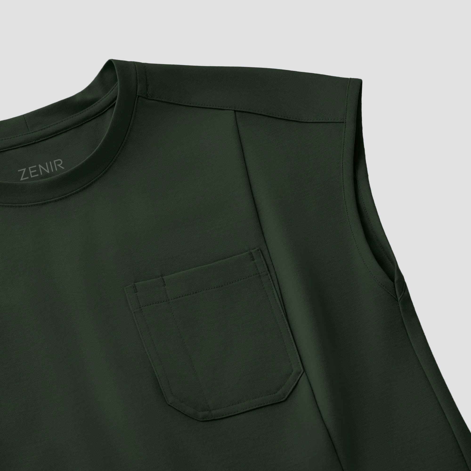 Image of Zenir | Women's Soft Stretch Crewneck Scrub Top - Olive Green
