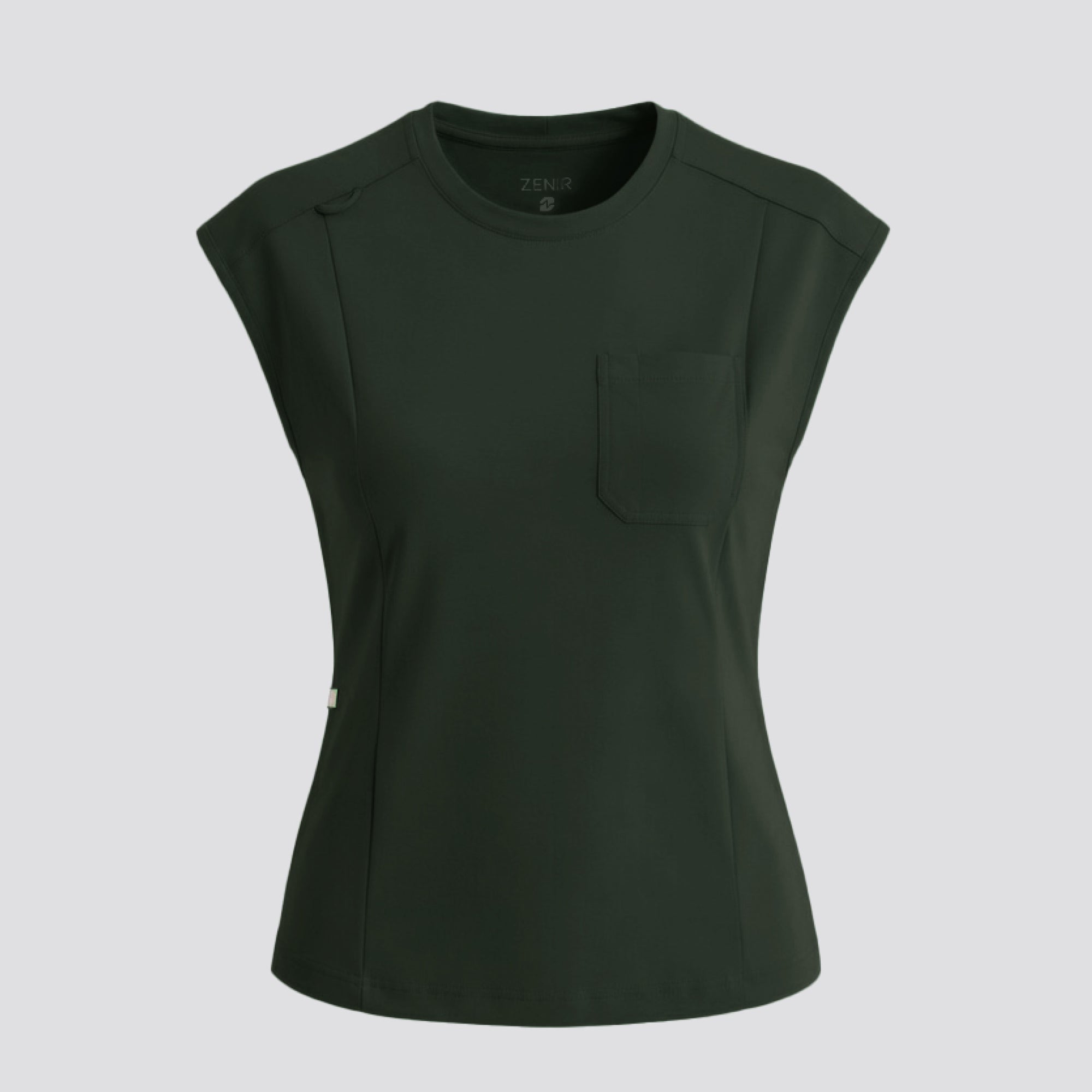 Image of Zenir | Women's Soft Stretch Crewneck Scrub Top - Olive Green