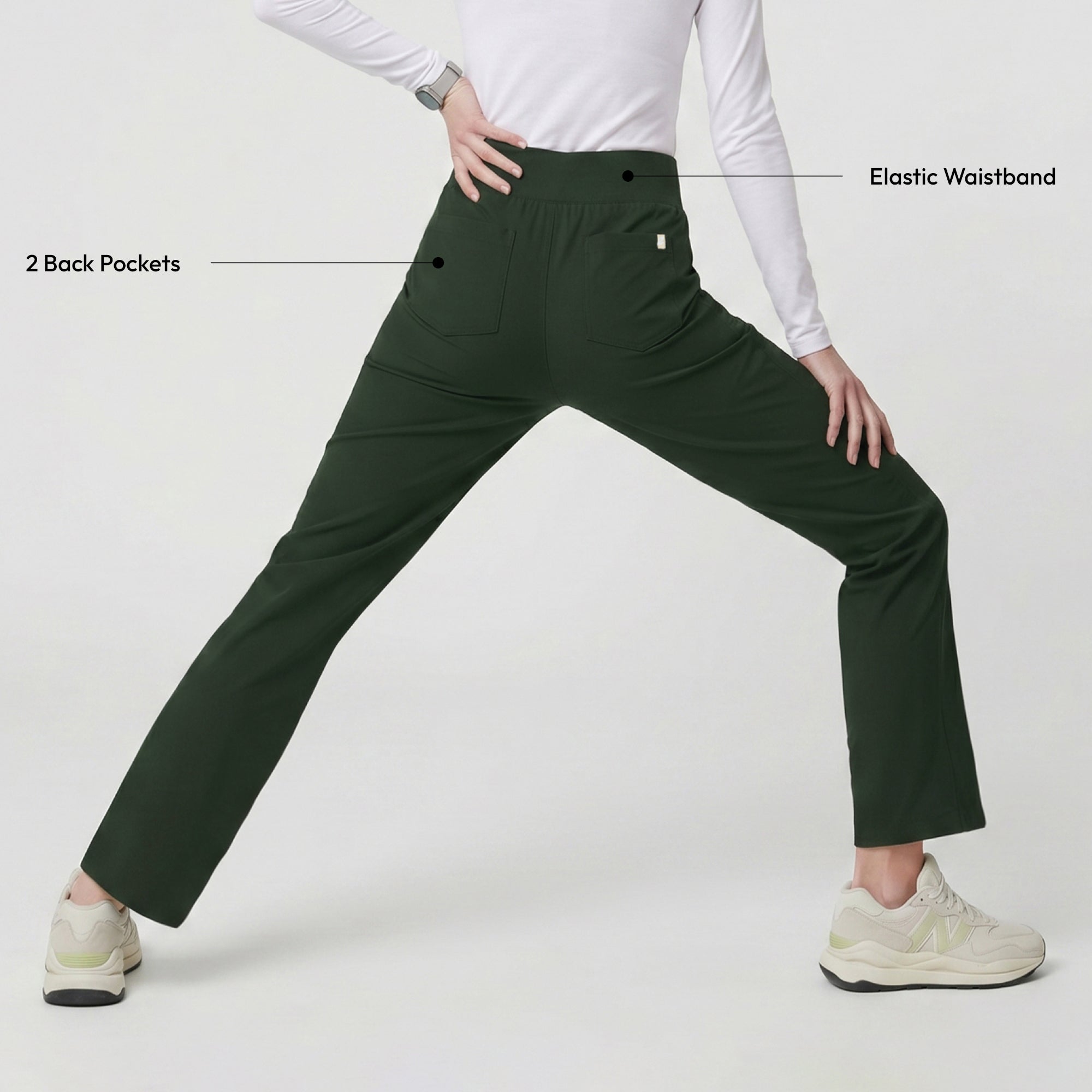 Image of Zenir | Women's Soft Stretch High Waisted Flare Scrub Pants - Olive Green