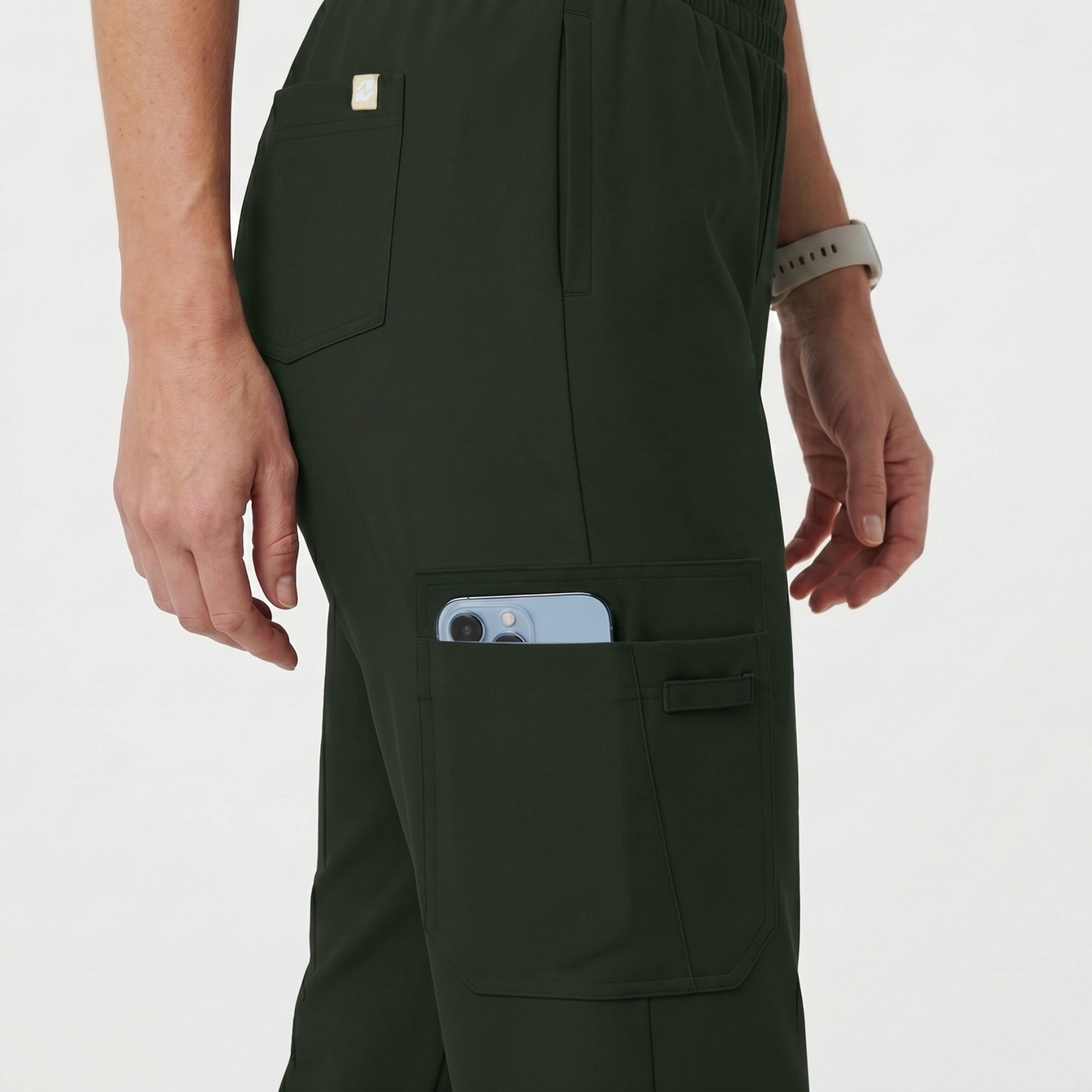 Image of Zenir | Women's Soft Stretch High Waisted Flare Scrub Pants - Olive Green