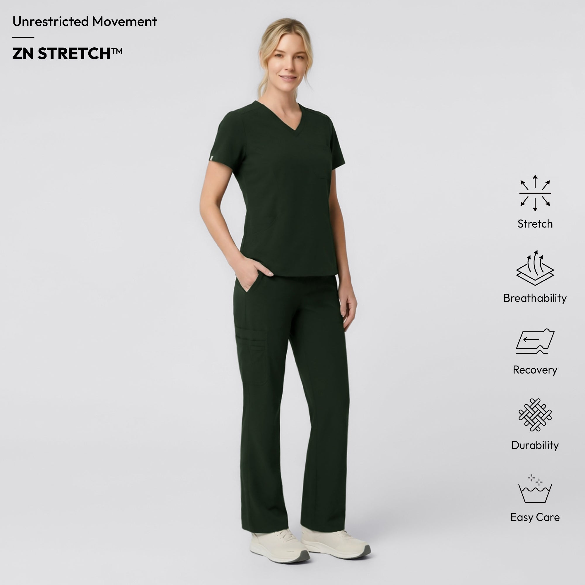 Image of Zenir | Women's Soft Stretch High Waisted Flare Scrub Pants - Olive Green