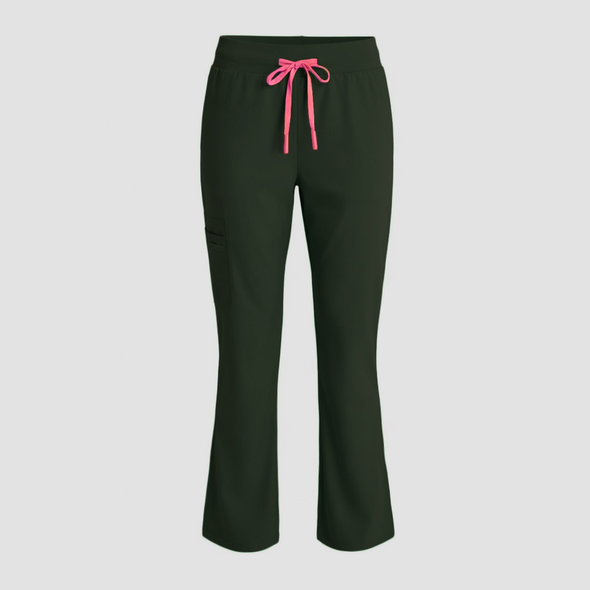 Image of Zenir | Women's Soft Stretch High Waisted Flare Scrub Pants - Olive Green
