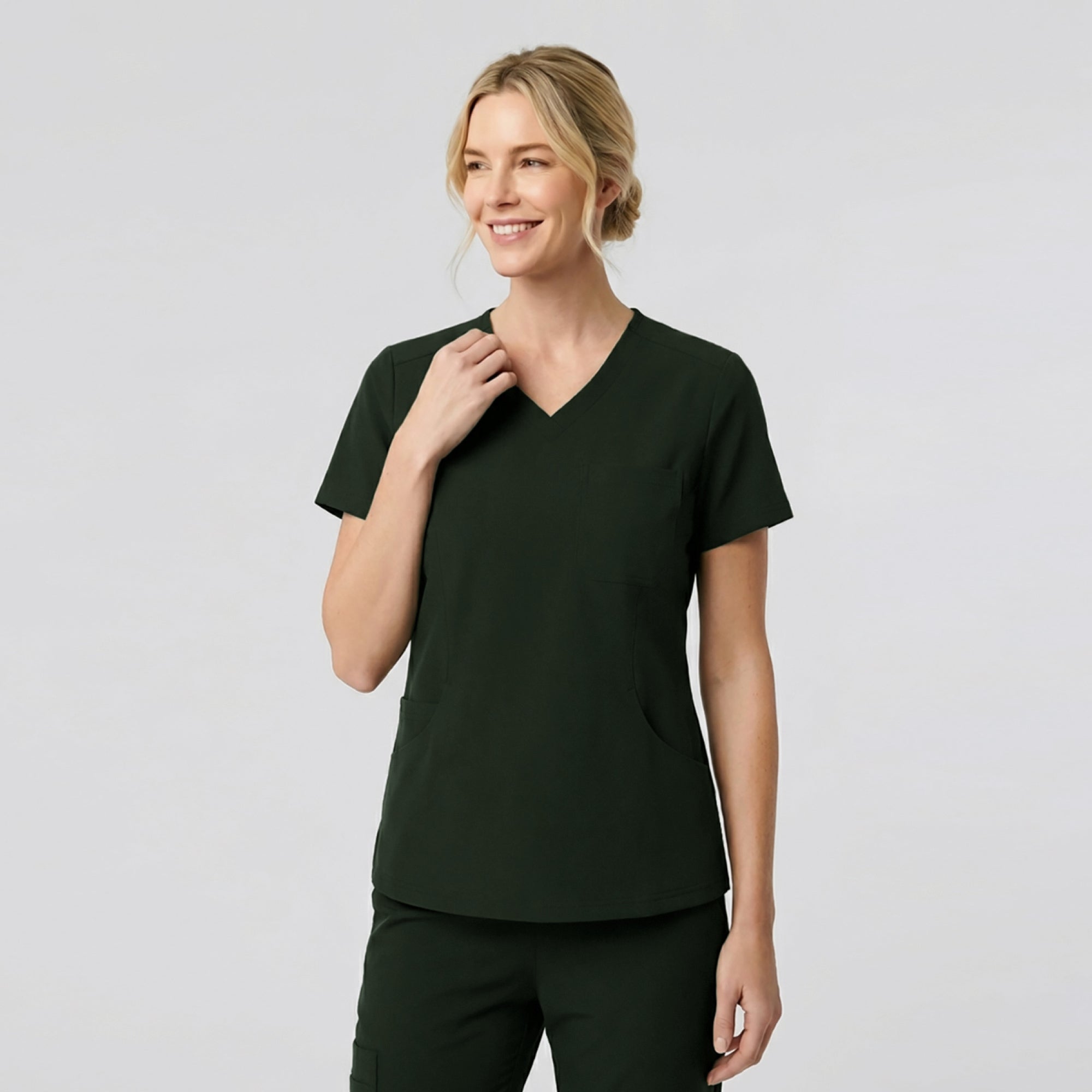 Image of Zenir | Women's Soft Stretch High Waisted Flare Scrub Pants - Olive Green