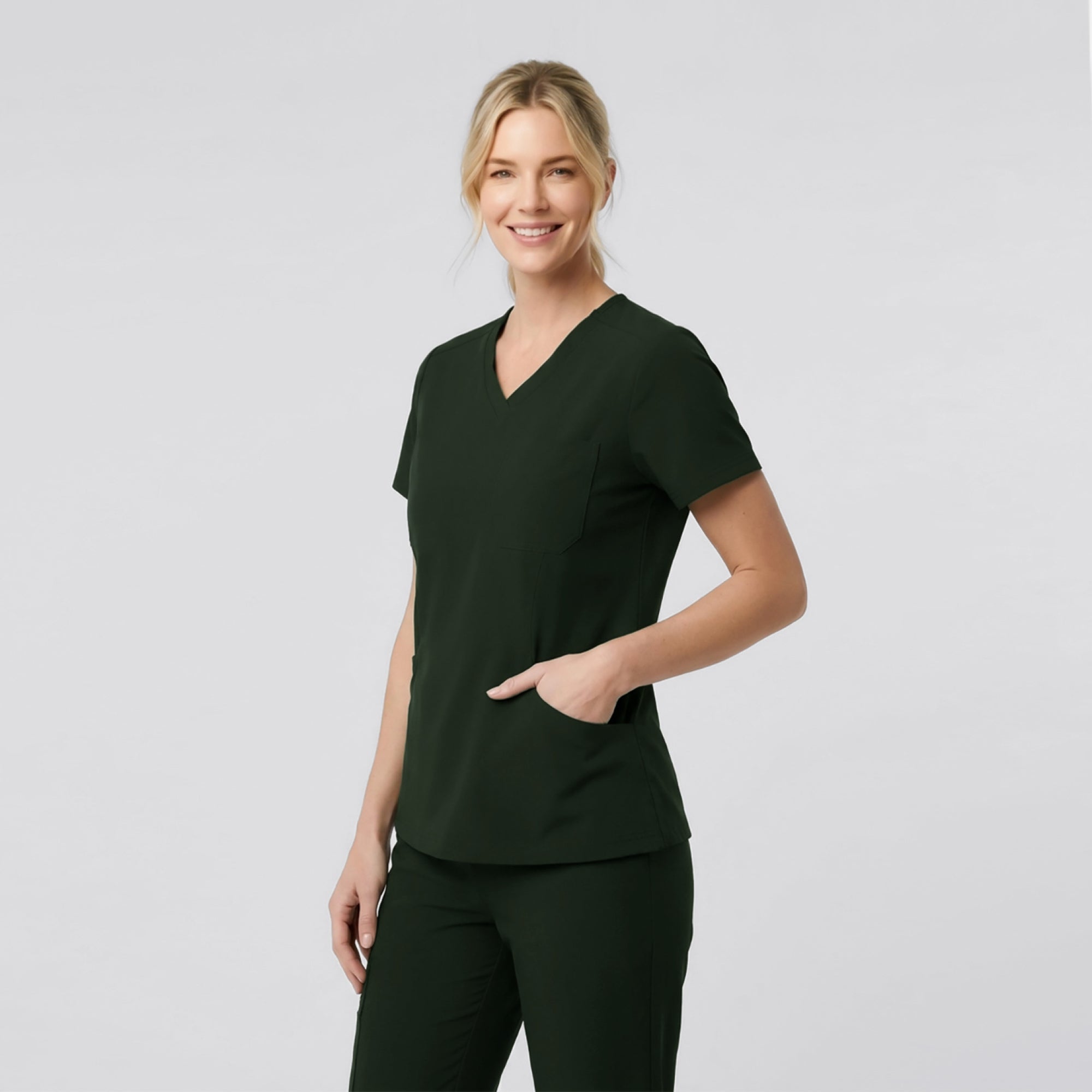 Image of Zenir | Women's Soft Stretch High Waisted Flare Scrub Pants - Olive Green