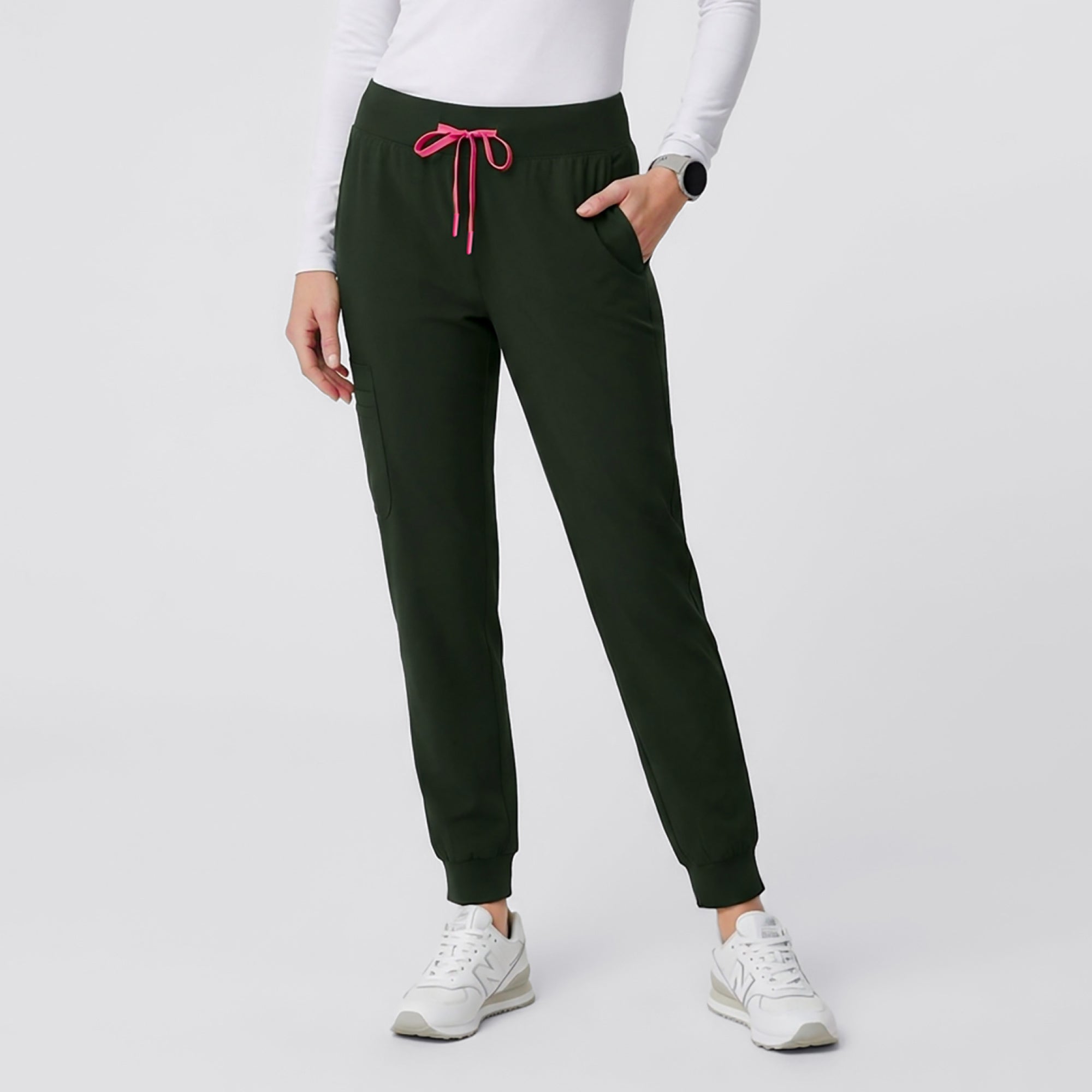 Image of Zenir | Women's Soft Stretch High Waisted Jogger Scrub Pants - Olive Green