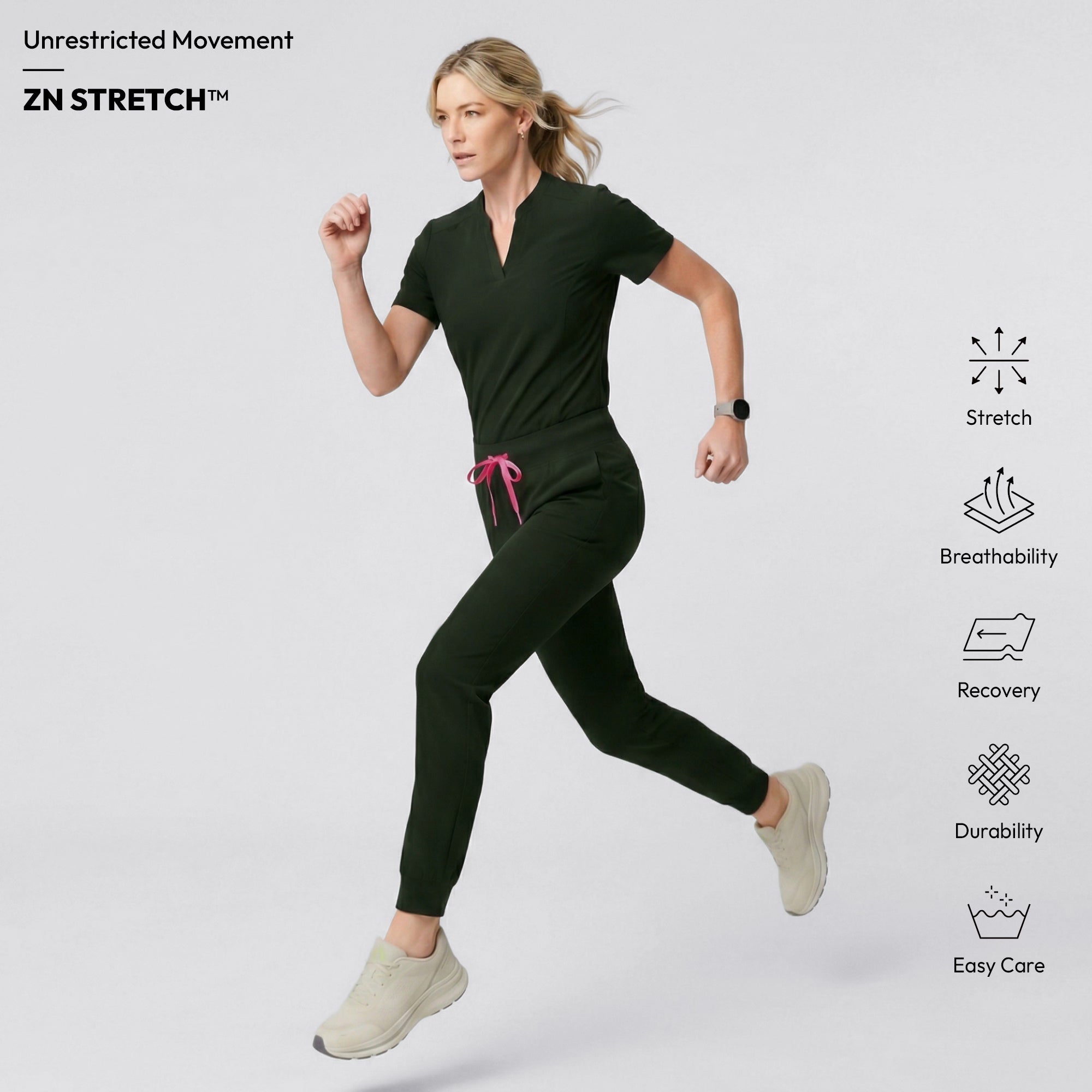 Image of Zenir | Women's Soft Stretch High Waisted Jogger Scrub Pants - Olive Green