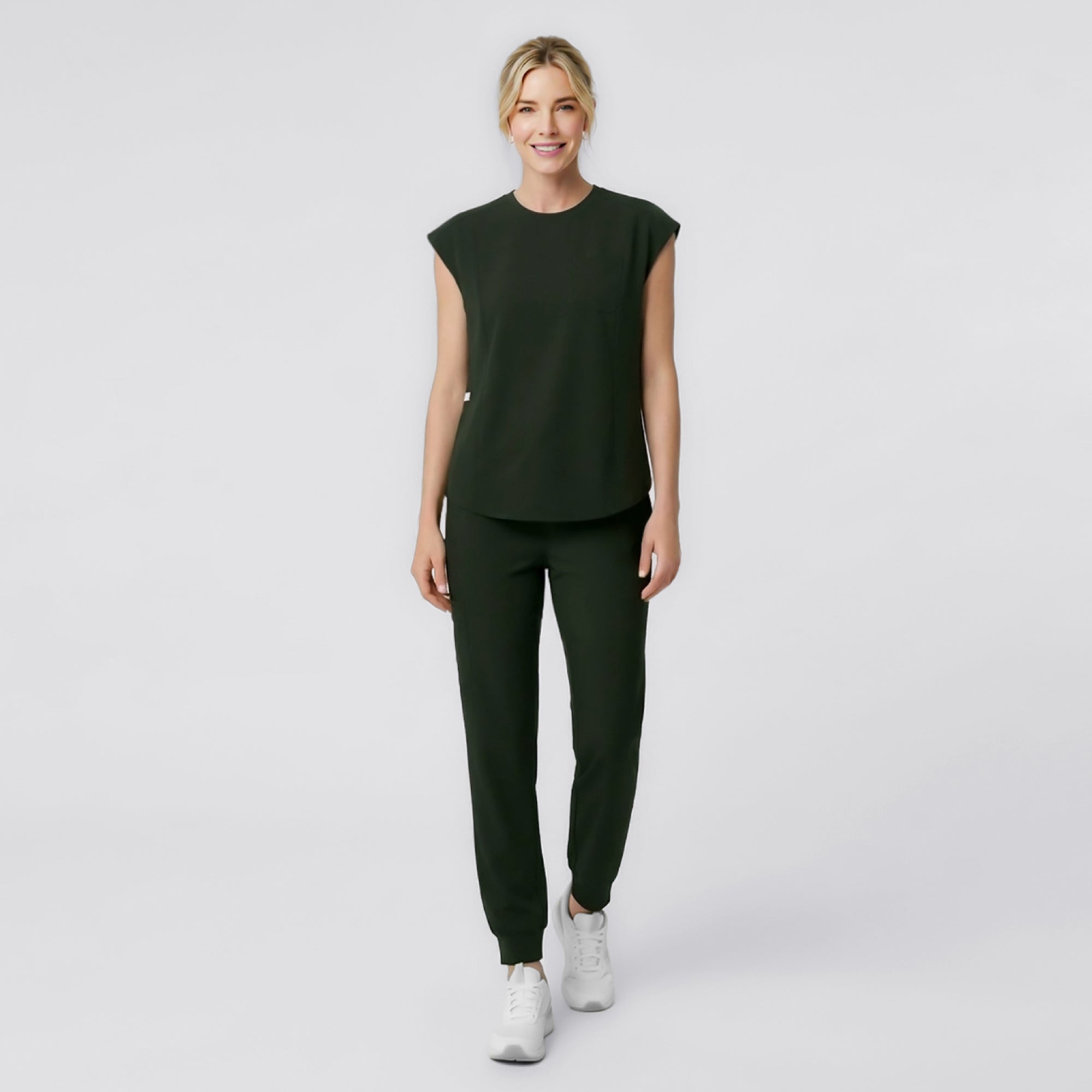 Image of Zenir | Women's Soft Stretch High Waisted Jogger Scrub Pants - Olive Green