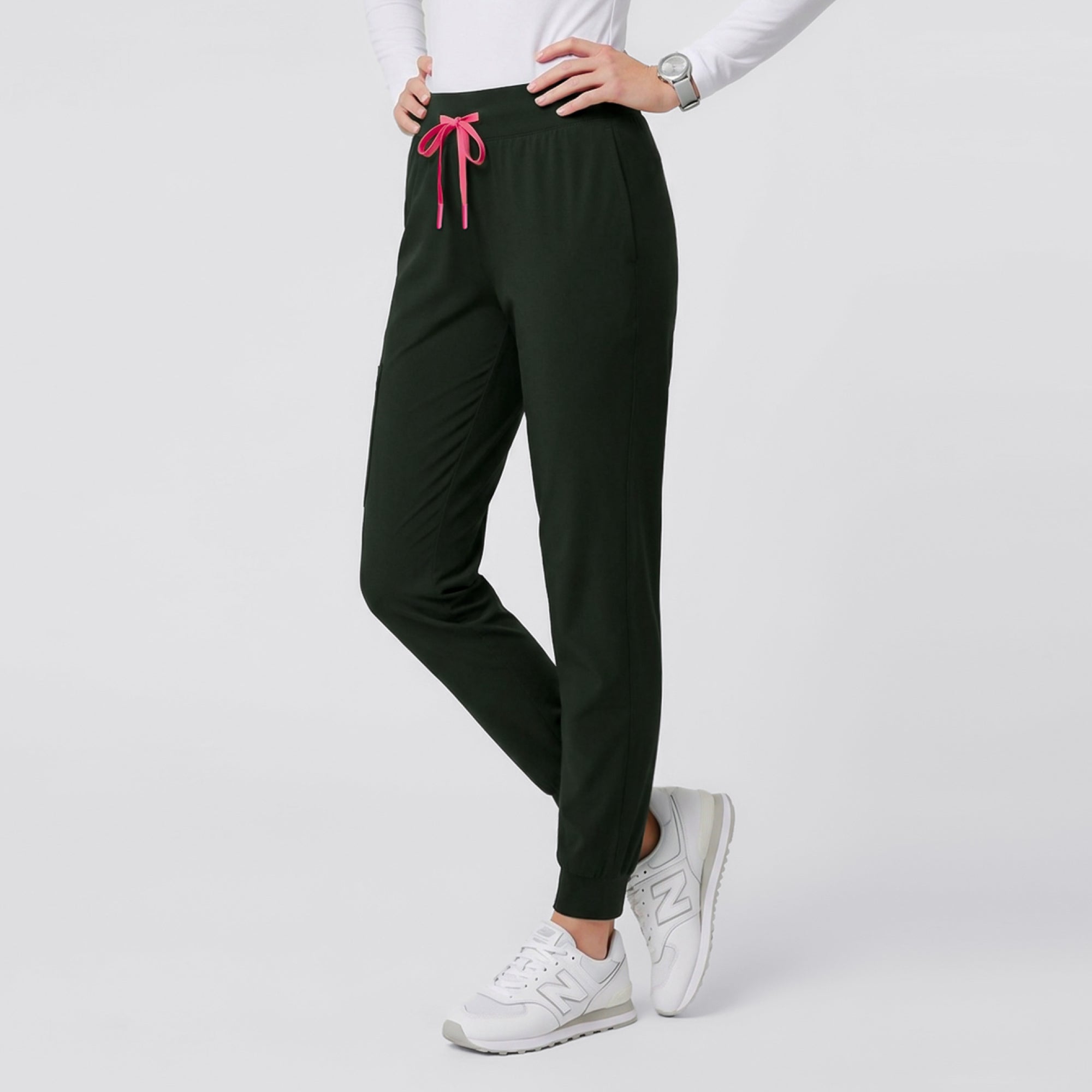 Image of Zenir | Women's Soft Stretch High Waisted Jogger Scrub Pants - Olive Green