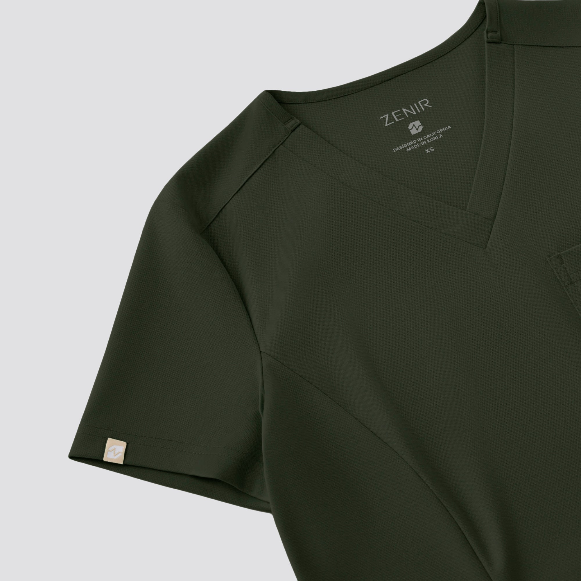 Image of Zenir | Women's Soft Stretch Scrub Top - Olive Green